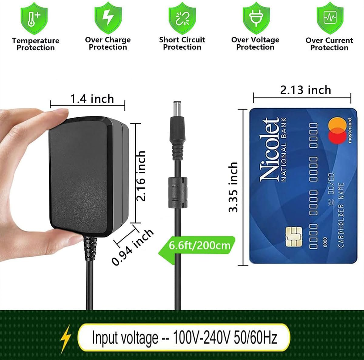 SAA Certified Guitar Pedal Power Supply, AC to DC 9V Power Cord for BOSS Zoom Roland Effects Pedal, Distortion, Casio Keyboard, PSA-120S PW-CT-9V, Center Negative image number 6