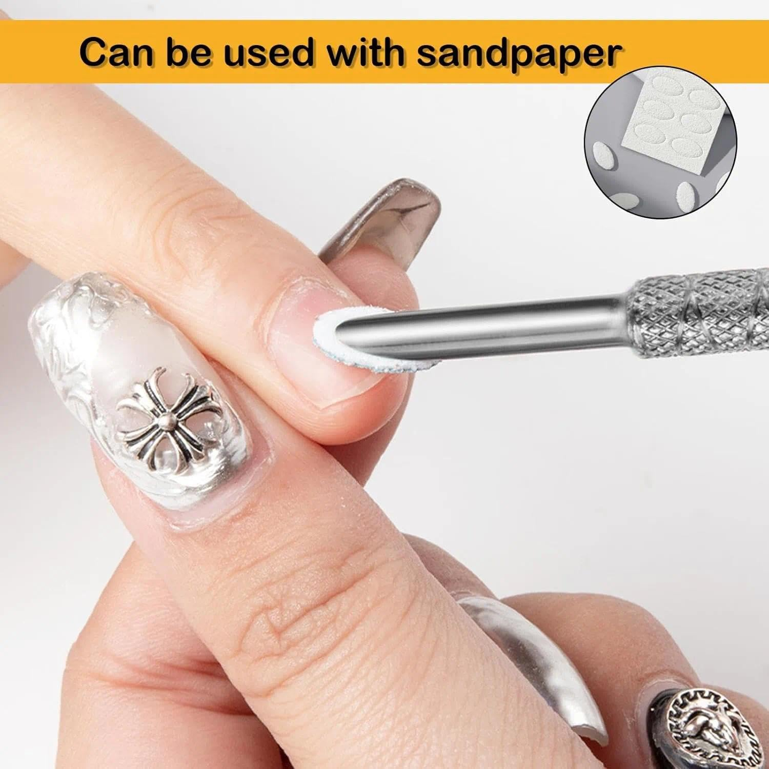 2-In-1 Stainless Steel Cuticle Pusher, Dual-Ended Manicure Tool with Beveled & Loop Head, Professional Nail Care for Lifting & Removing Cuticles, Home & Salon Use, Ermaoo image number 5