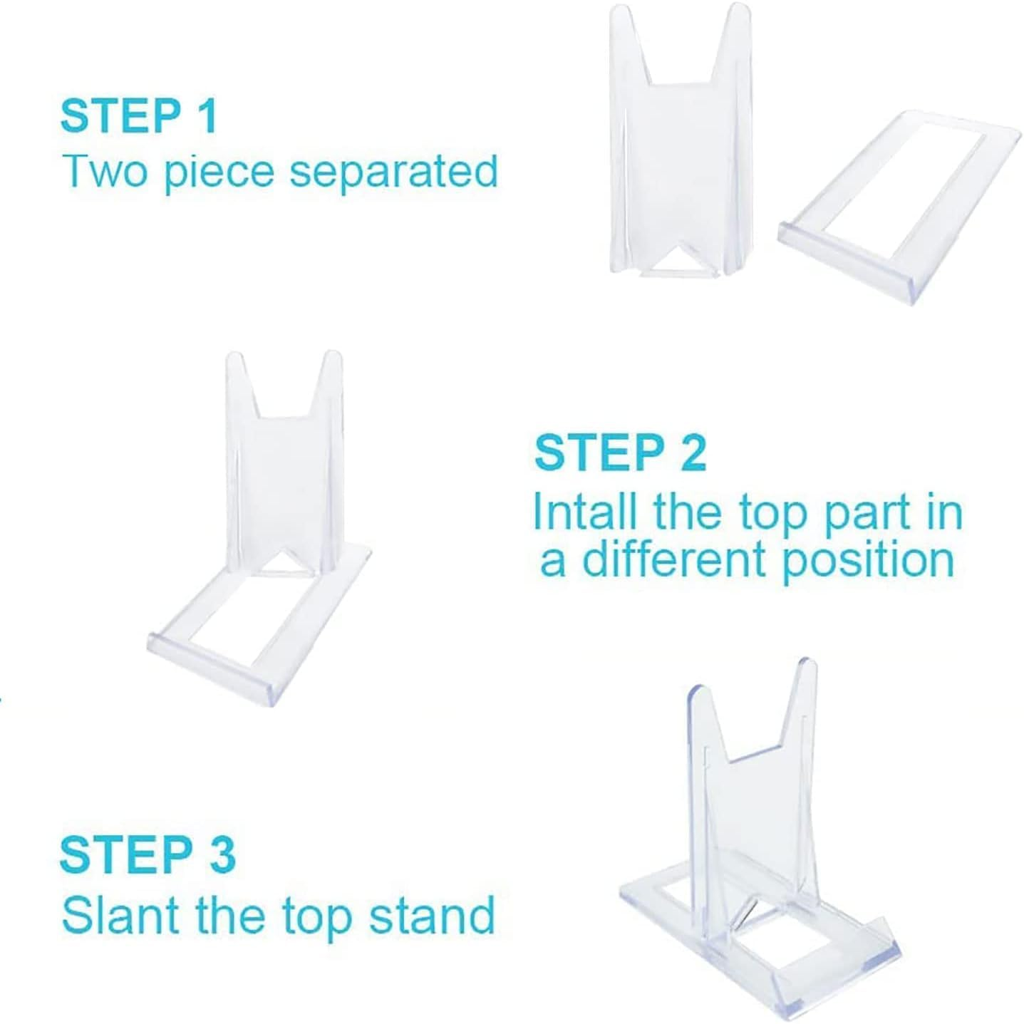 12 Pack Clear Acrylic Plate Stands - Plastic Display Holders & Mini Easels for Pictures or Plates - Ideal for Home, Office, Festival & Party Decor image number 4
