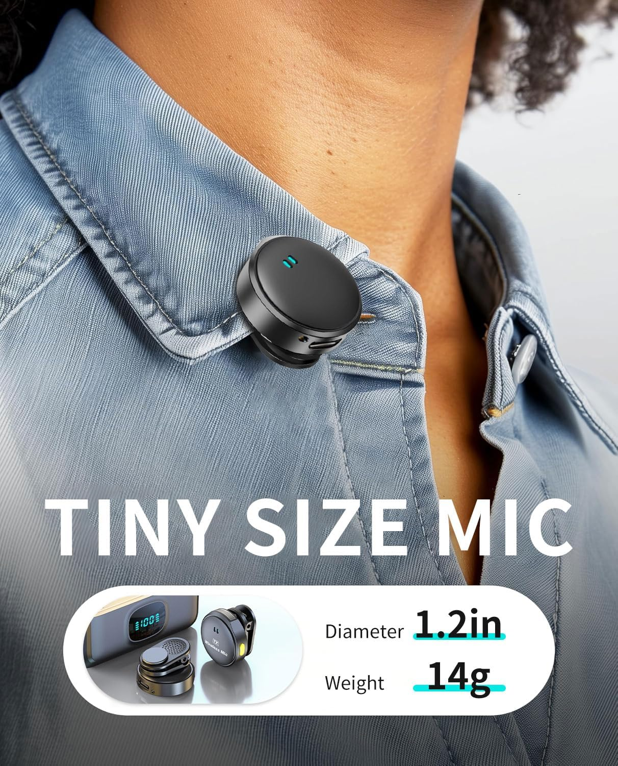 Wireless Lavalier Microphone for Iphone/Android, Mini Lapel Mic with Charging Case, Magnetic Clip, Noise Cancelling, 300FT Range, Condenser Mic for Stream, Vlog, Tiktok and Youtube image number 6