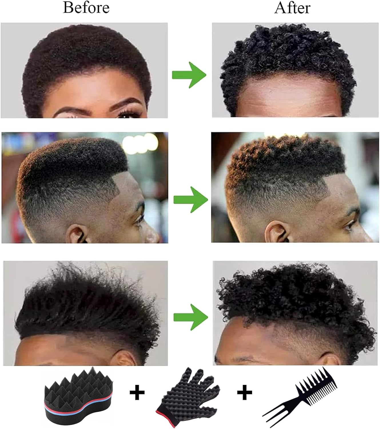 ARJDXDP 3 Pcs Big Holes Barber Hair Brush Sponge, Double Side Magic Twist Hair Sponge, Twists Dread Afro Coils Hair Curl Brush for Home and Barber image number 5