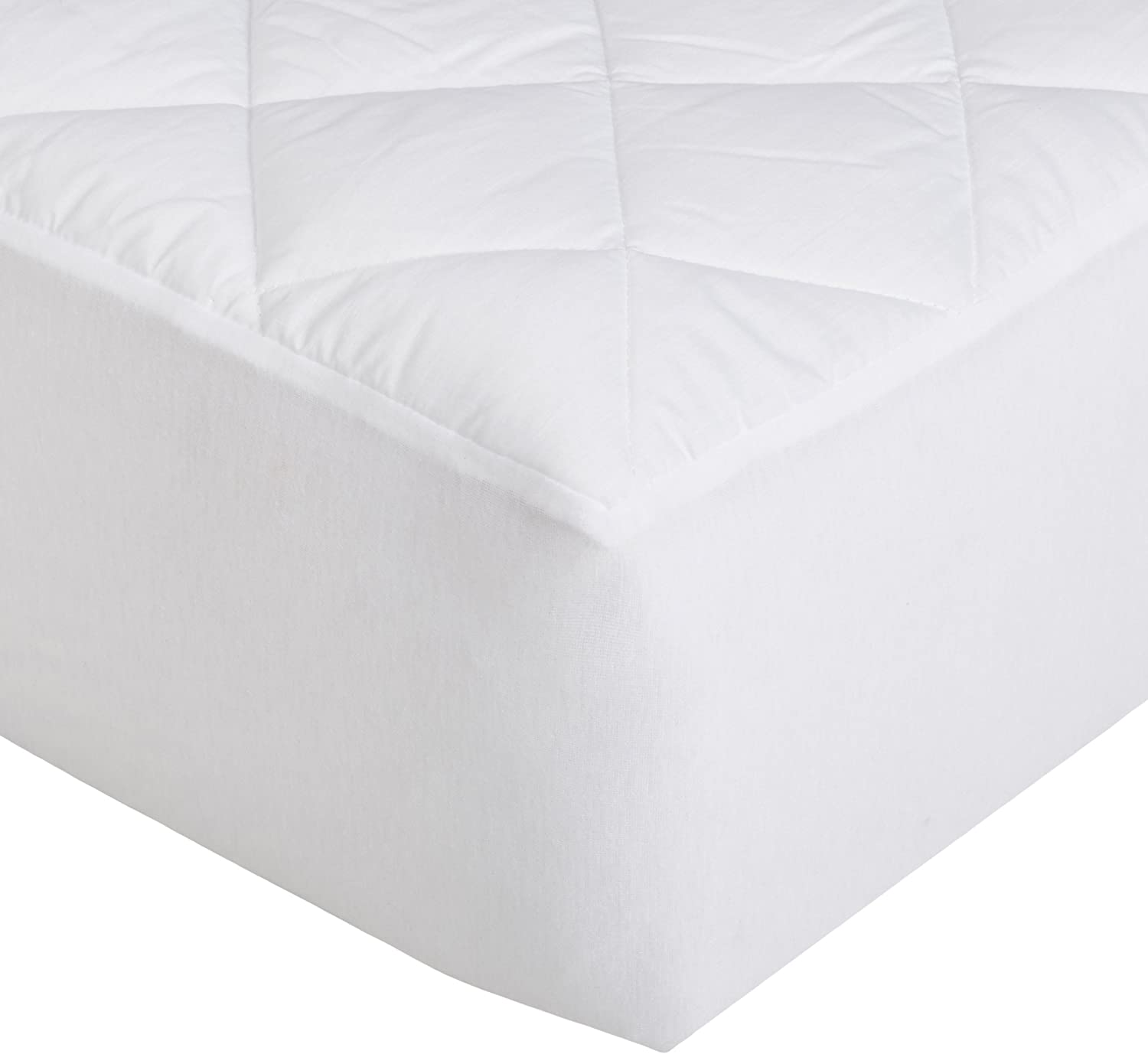 Amazon Basics Hypoallergenic Quilted Mattress Topper Pad Cover - 45.72 Cm Deep, King, White image number 1