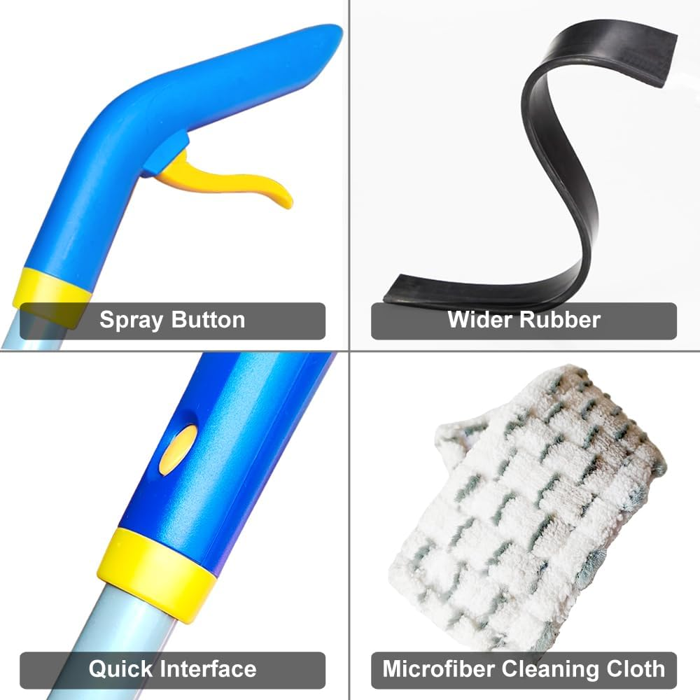 XUCAI Window Squeegee with Spray - 59'' Spray Window Cleaner Extendable Window Cleaning Tool Combo with Spray Bottle for Glass Clean Solution image number 2