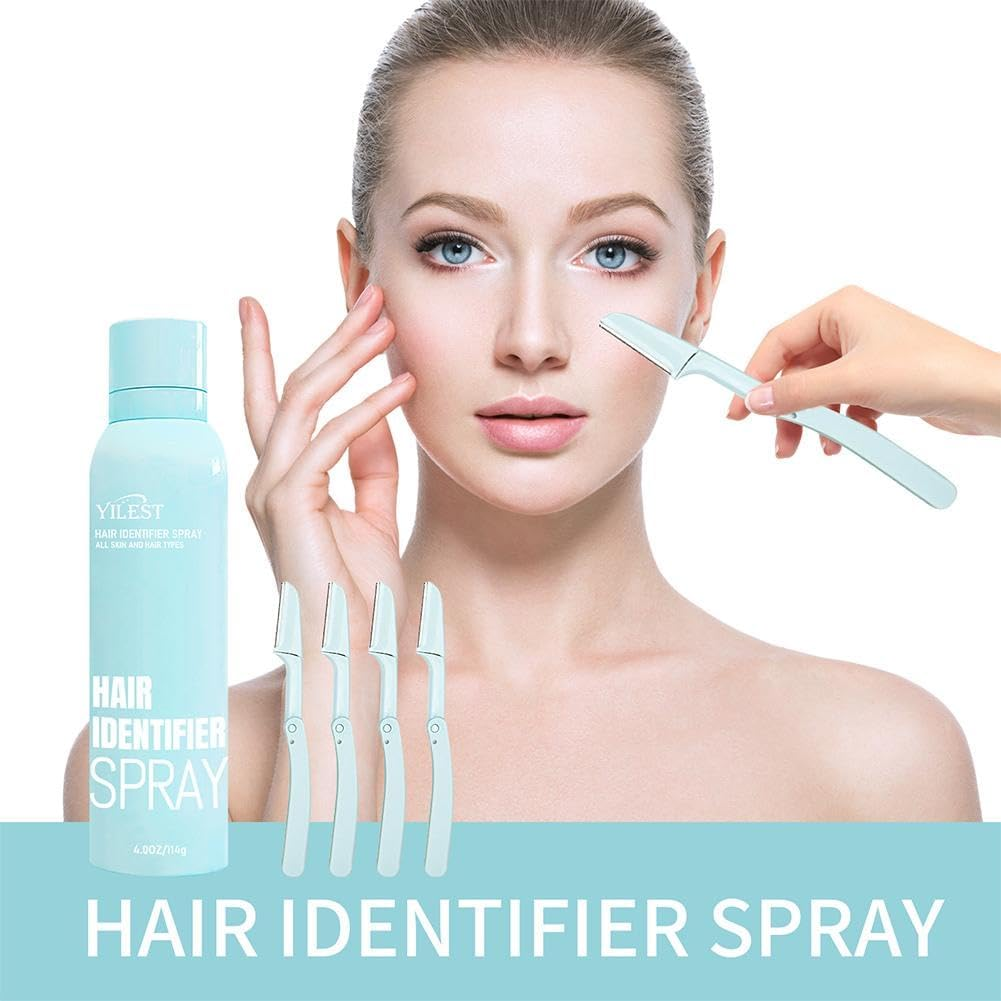 Hair Identifier Spray for Face Shaving, 2024 New Hair Identifier Spray, Moisturizing and Skin Care Dermaplaner Spray, for All Skin and Hair Types, Women Dermaplaning Tool for Face - 114G+Scraper*4 image number 5