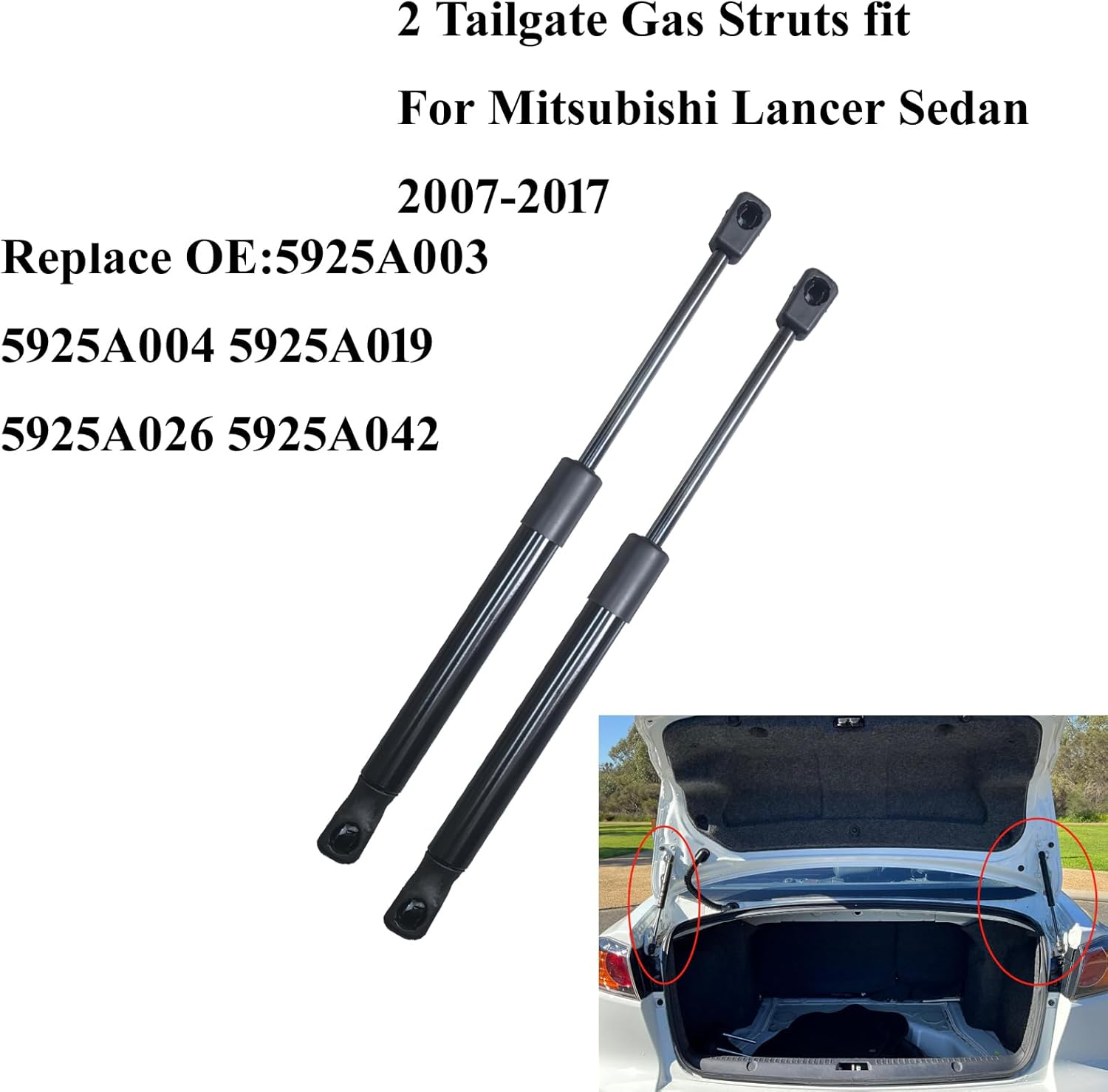 Tailgate Boot Rear Hatch Lift Gas Struts for Mitsubishi Lancer CJ Series 2007-2017 Sedan Boot Trunk Replace 5925A026 298Mm 280N image number 5
