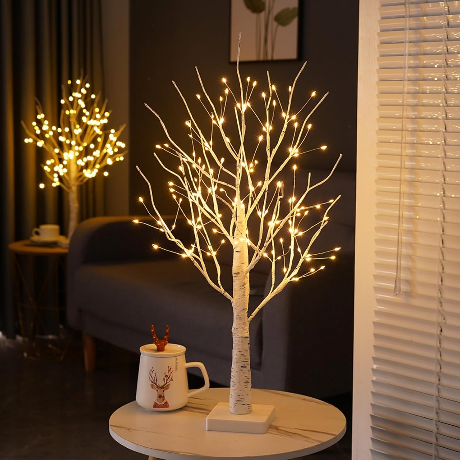 Howeifull 144 LED Light Tree with Timer, LED Birch Tree Light Warm White Adjustable Branches Bonsai Decorative Tree Lighting Indoor Decoration for Christmas, Party, Wedding, Usb/Battery Operated image number 5