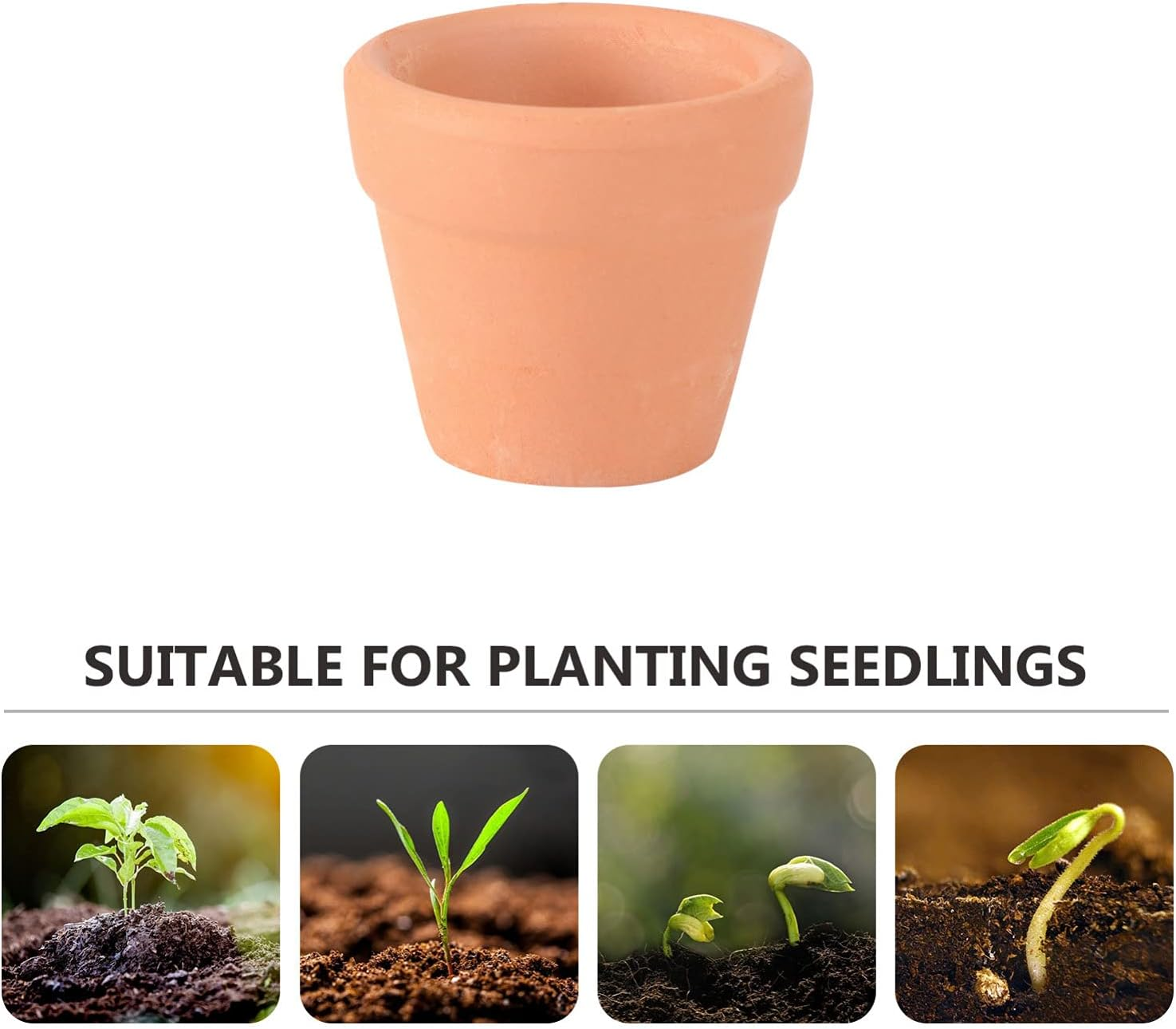 12PCS Mini Clay Pots, 1. 2 Terracotta Pot Clay Ceramic Pottery Planter, Cactus Flower Cotta Pots, Succulents Nursery Pots, with Drainage Hole, for Indoor/Outdoor Plants, Crafts image number 4