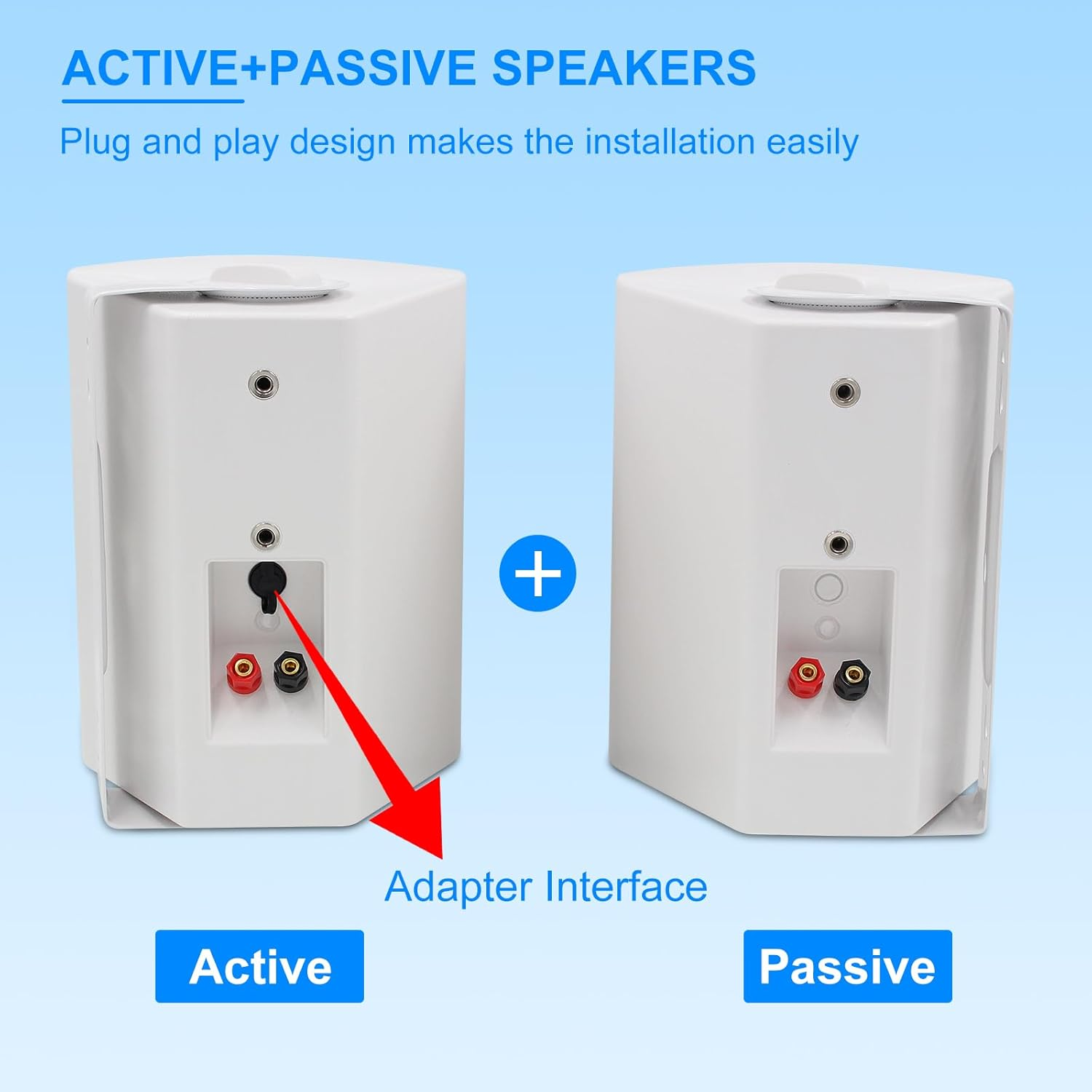 Herdio 5.25 Inches 300 Watts Indoor Outdoor Patio Speakers with Superior Stereo Dome Tweeter All Weather Wired Wall Mount System Compatible with Bluetooth(White) image number 4