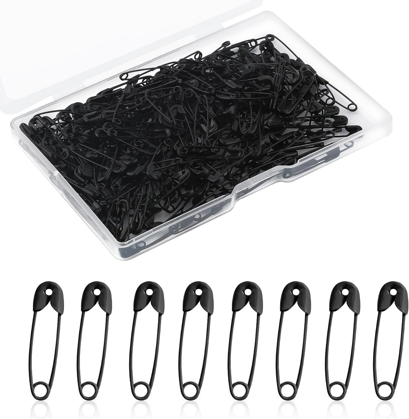 250Pcs Safety Pins, 1.1In/28Mm Mini Sewing Safety Pins Small Metal Nickel Plated Steel Safety Pins for Clothing Sewing Handicrafts Jewelry Making (Black)