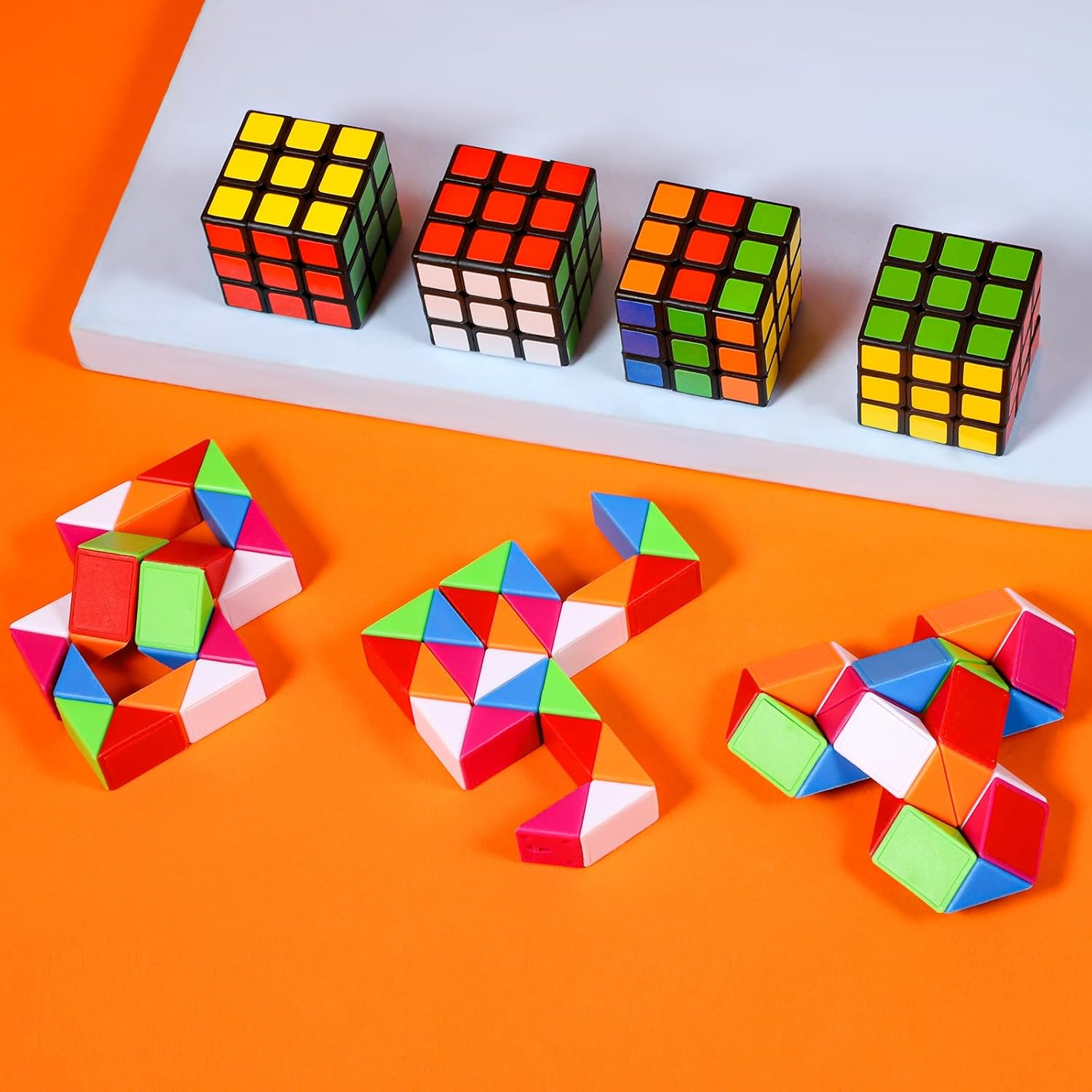 24 Pcs Mini Cubes Bulk, Puzzle Cube & Fidget Snake Cube Party Favors, 1.18In 3&times;3&times;3 Cube Set, Stress Relief Toys, Birthday Party Gifts, School Rewards Classroom Prize, Stocking Stuffers for Kids