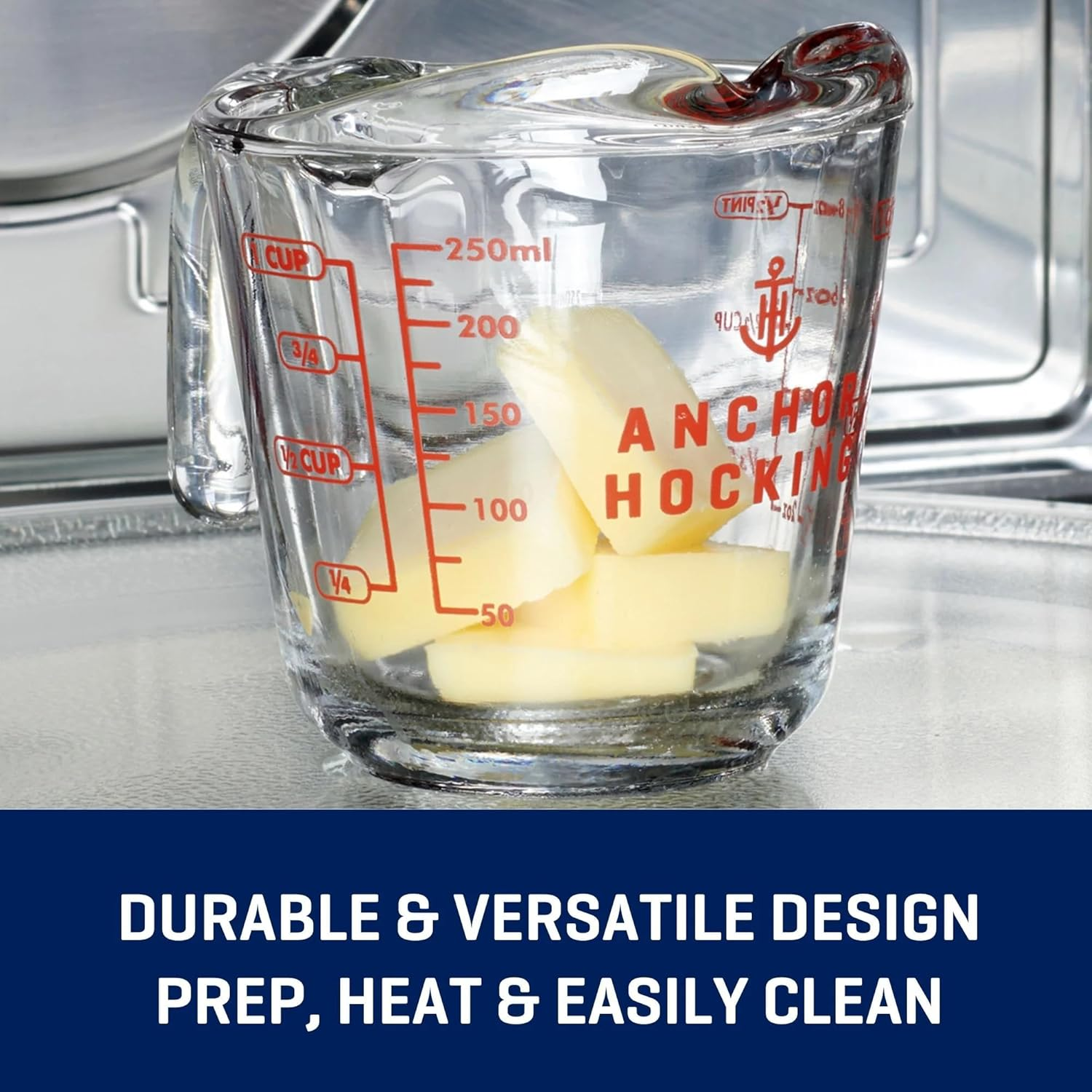 Anchor Hocking Small Measuring Jug &ndash; Durable Glass Cup with Easy-Read Markings, Open-Handle Grip and Smooth Pour Design &ndash; Microwave and Dishwasher Safe for Precise Kitchen Prep &ndash; 500 Ml Capacity image number 5