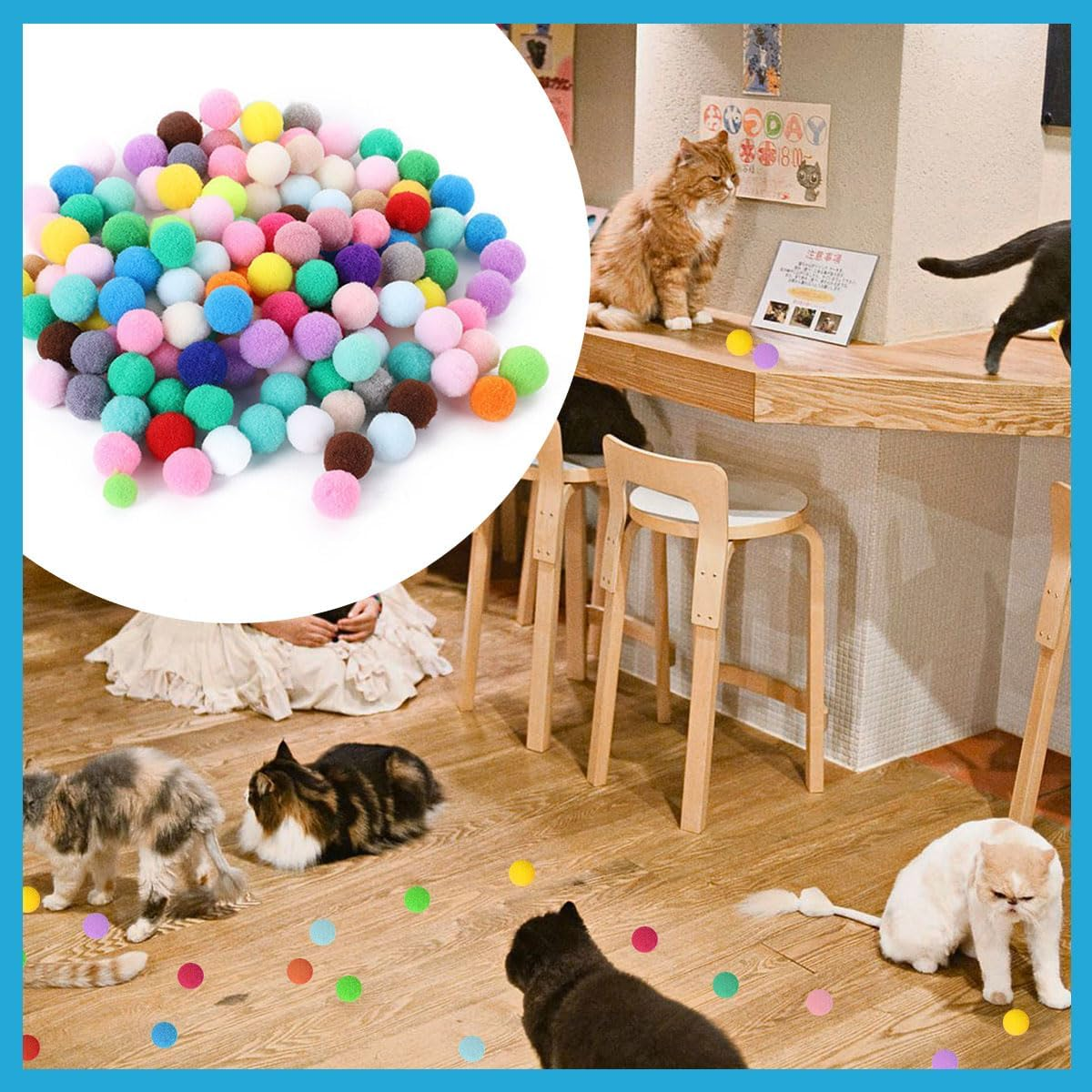 Cat Toy 50 Balls, Cat Ball Launcher, Cat Balls, Kitten Pompom Toy Balls, Plush Kitten Pet Toy Balls, Interactive Toy for Indoor Pet Cats Dogs image number 4