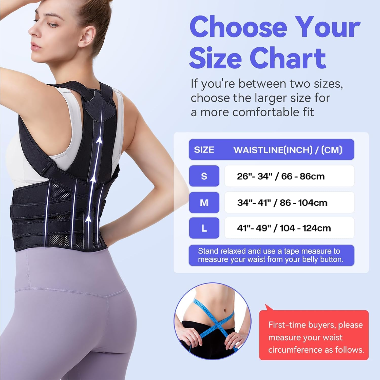 Lumewave - Posture Corrector for Men and Women,Back Brace,Breathable,Adjustable, Back Corrector, Scoliosis and Hunchback Correction, Back Pain, Spine Corrector, Posture Trainer (Sample - Waist 66-86Cm) image number 1