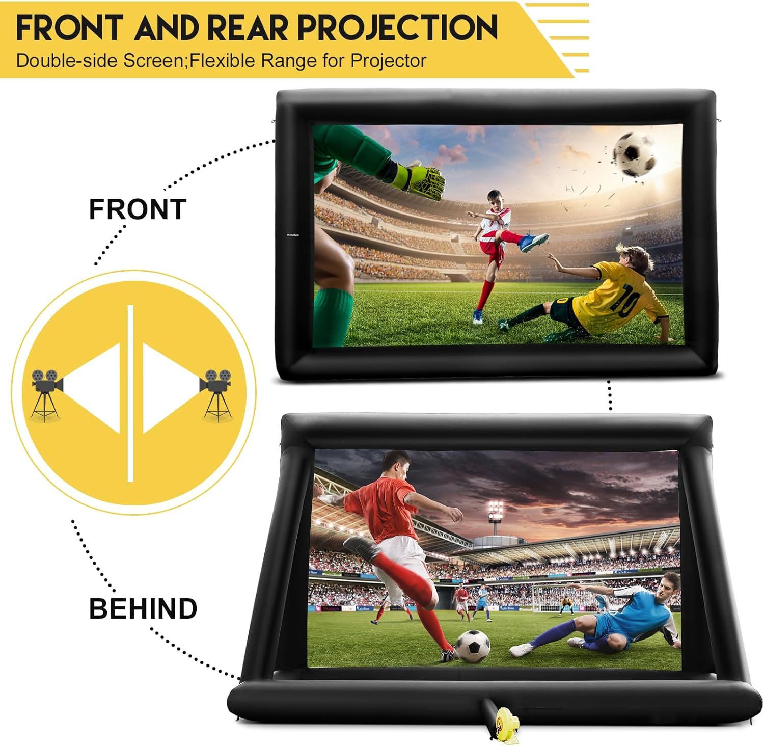 23 FT Inflatable Projector Screen Outdoor Inflatable Movie Screen Outdoor with Air Blower & Storage Bag,Front and Rear Projection for Backyard Movie Night,Tv Football Games Screening image number 6