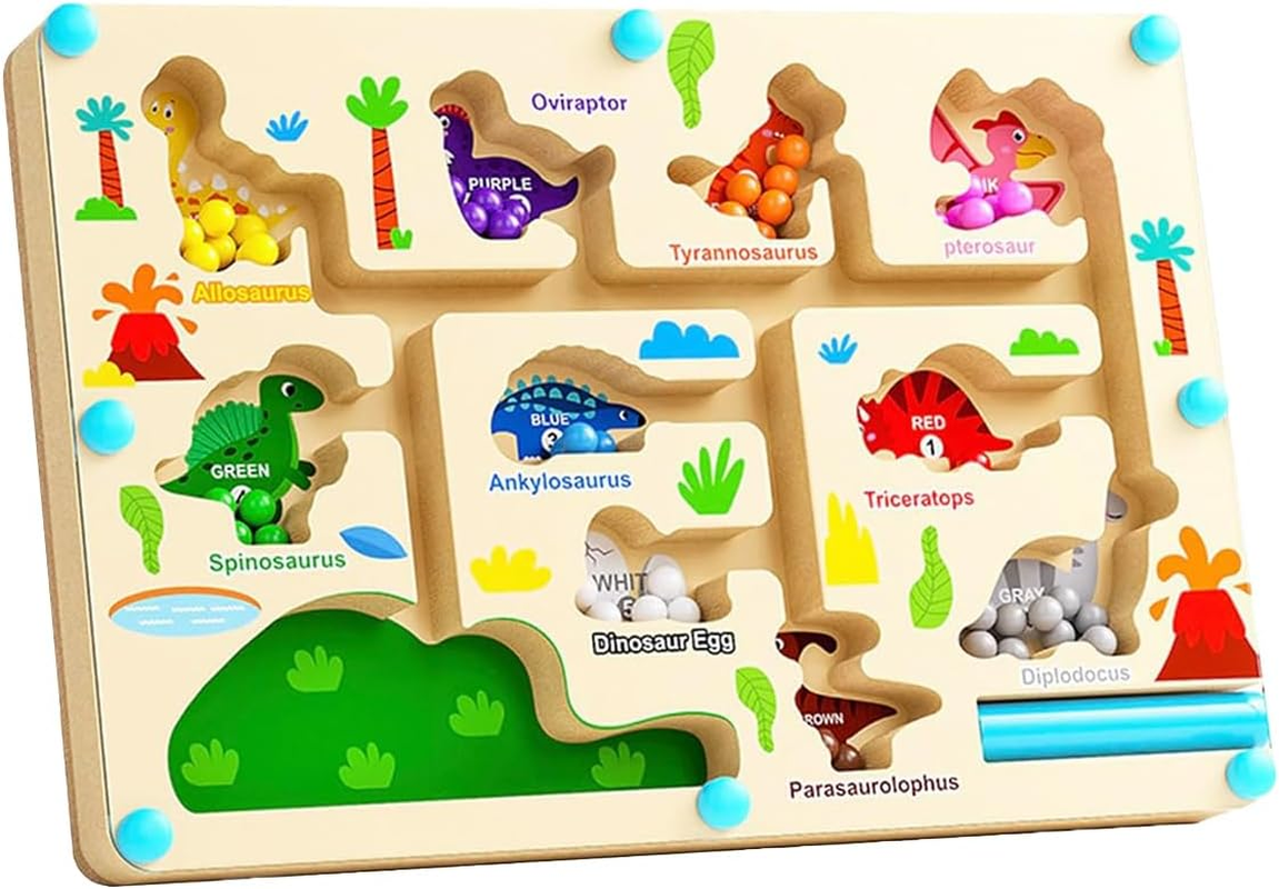 Magnetic Color and Number Maze, Montessori Fine Motor Skills Toys for Boys Girls 3+, Wooden Color Matching Learning Counting Puzzle Board Games (Colorful Numbers)