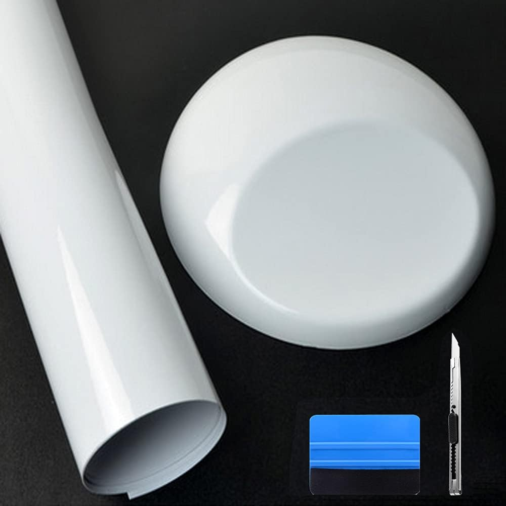LZLRUN White High Gloss Vinyl Realistic Paint Wrap Roll Car Sticker Film Decal Bubble Free Come with Installation Tool Set (1Ft X 5Ft) (Hgcwv-Us) image number 5