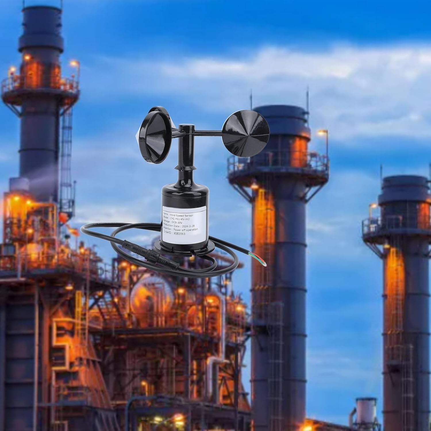 Cryfokt Wind Speed Sensor Anemometer for Industry, Premium Material Wind Speed Monitoring Sensor for Meteorology Advertising Gates, ABS Material image number 2