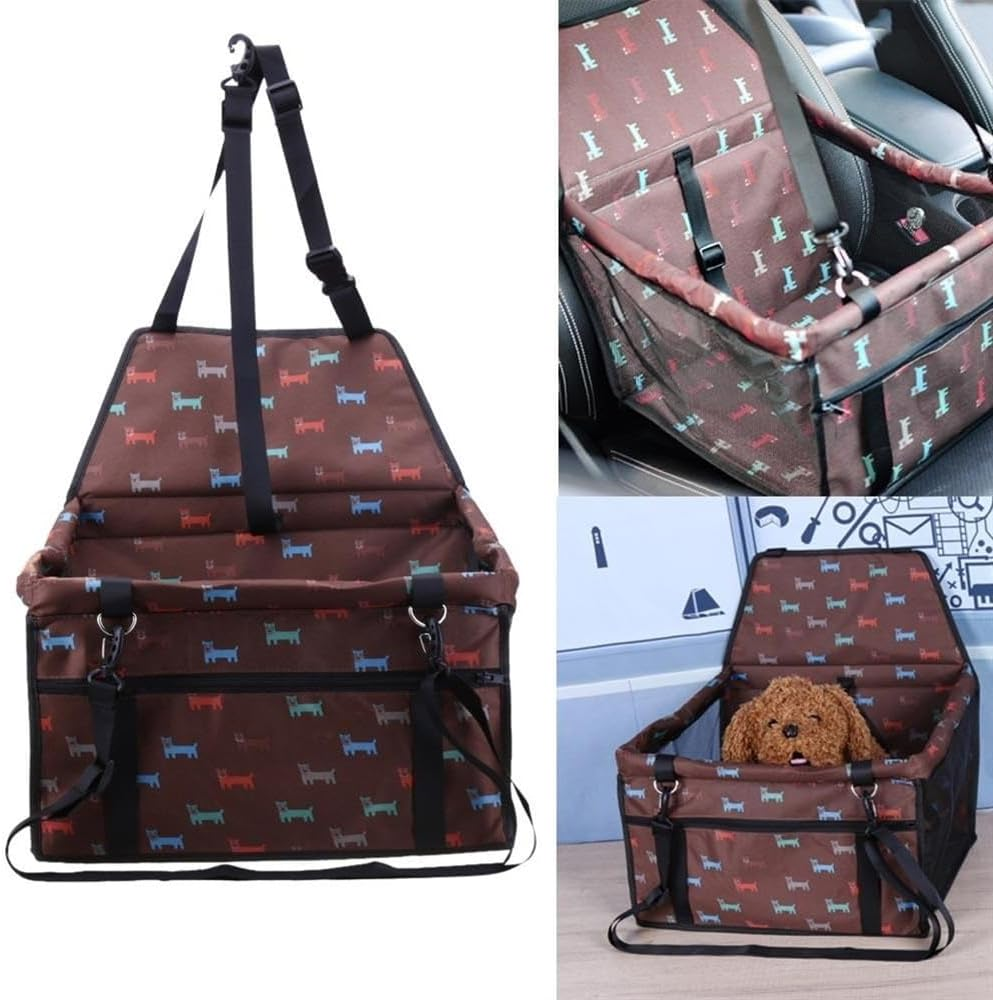 Dog Car Seat Cover Breathable Mesh Pet Cat and Dog Car Seat Puppy Dog Basket Safe Carry Travel Bag Dog Hammock(Size:2) image number 1