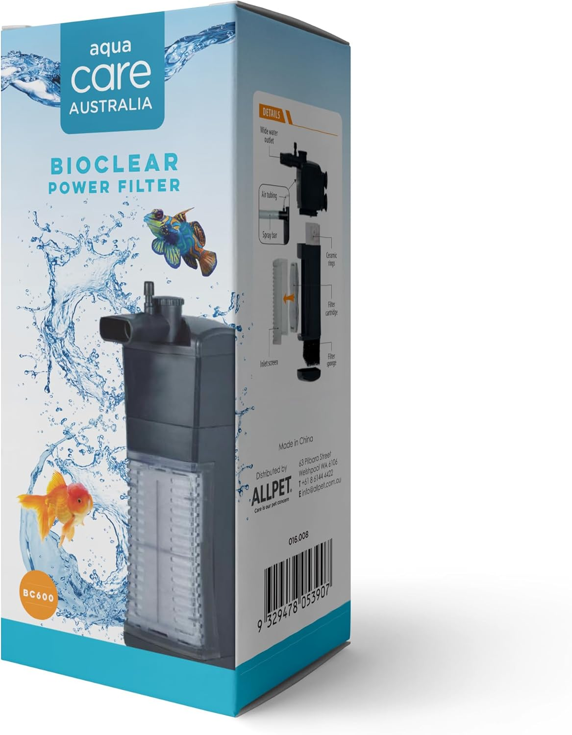 Aqua Care Aquarium Bio Clear Filter BC300, Flow Rate 300L/H - Four Layers of Filtration, 1-Year Warranty, Fish Tank Filter, Adjustable Flow, Black image number 3