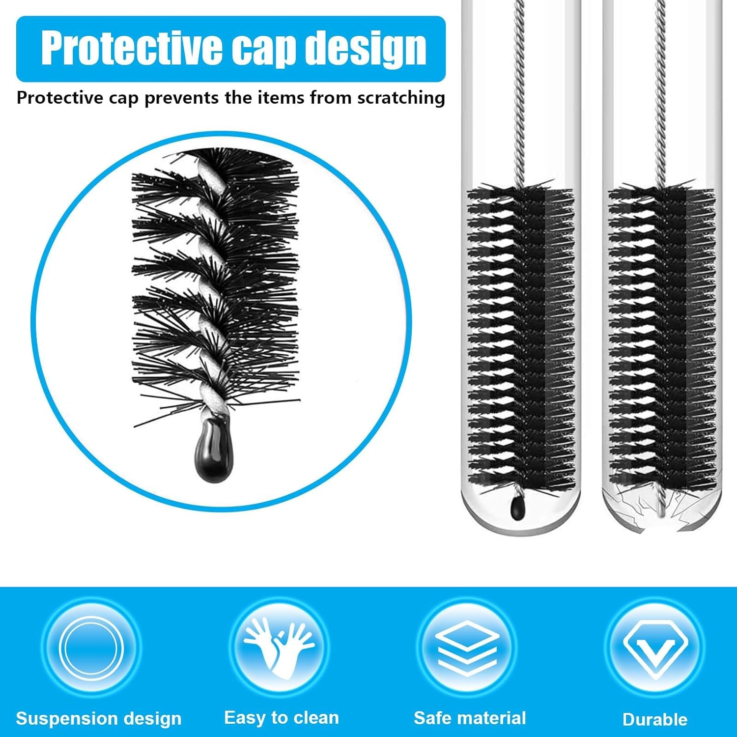 Nylon Bottle Brush, 10 Pcs Pipe Cleaner Brush, Straw Brushes for Sippy Cup, Tumbler, Water Bottle, Drinking Straw, Teapot Nozzle (Black) image number 1