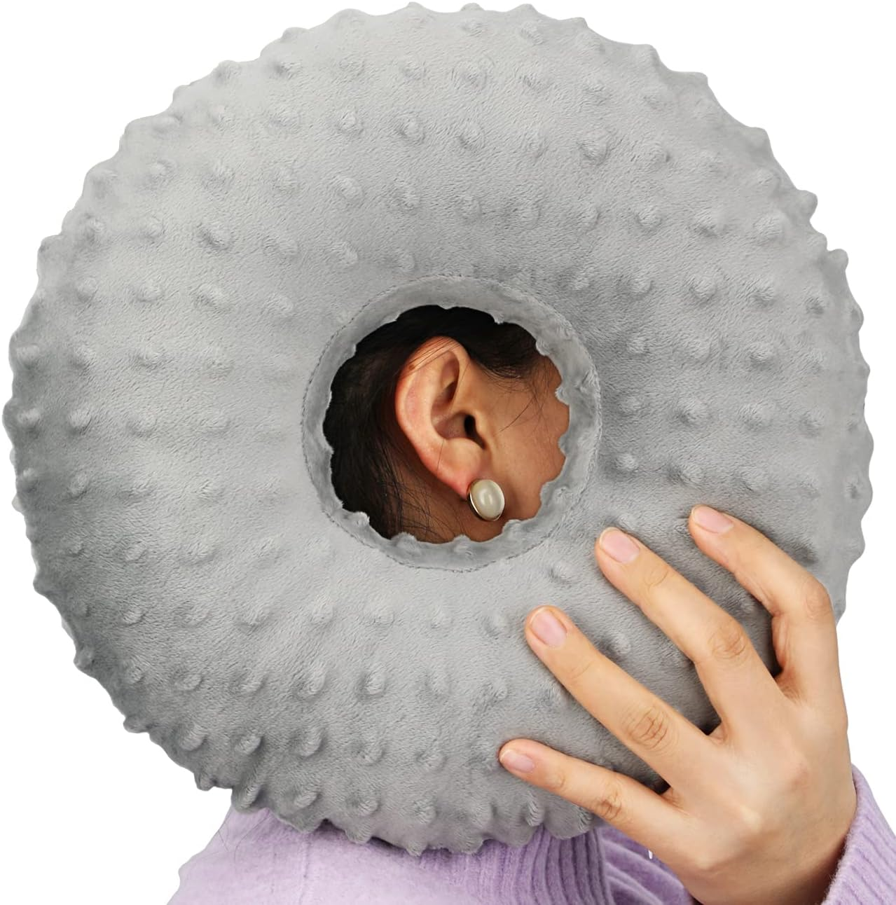Piercing Pillow with Washable Cover, Ear Piercing Pillow for Side Sleepers with Ear Hole for Ear Pain Relief Cartilage Piercing Side Sleeping Pillow Pressure Sore Cnh Donut Pillow Minky Dot Coral