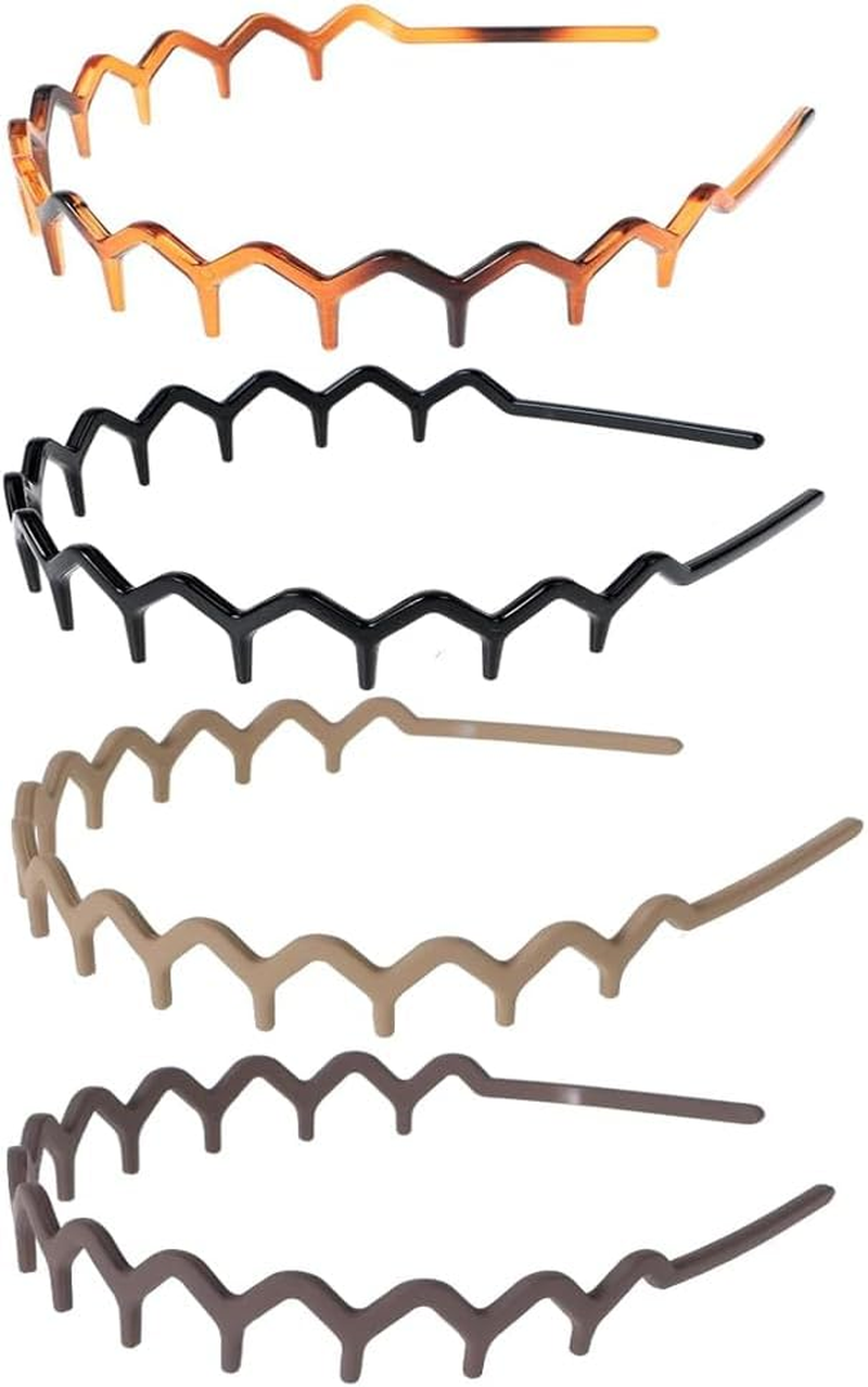 Suithink 4 Pieces Zig Zag Headbands Plastic Wavy Hair Head Band Comb with Teeth Hoop Accessories for Women Men Girls image number 4