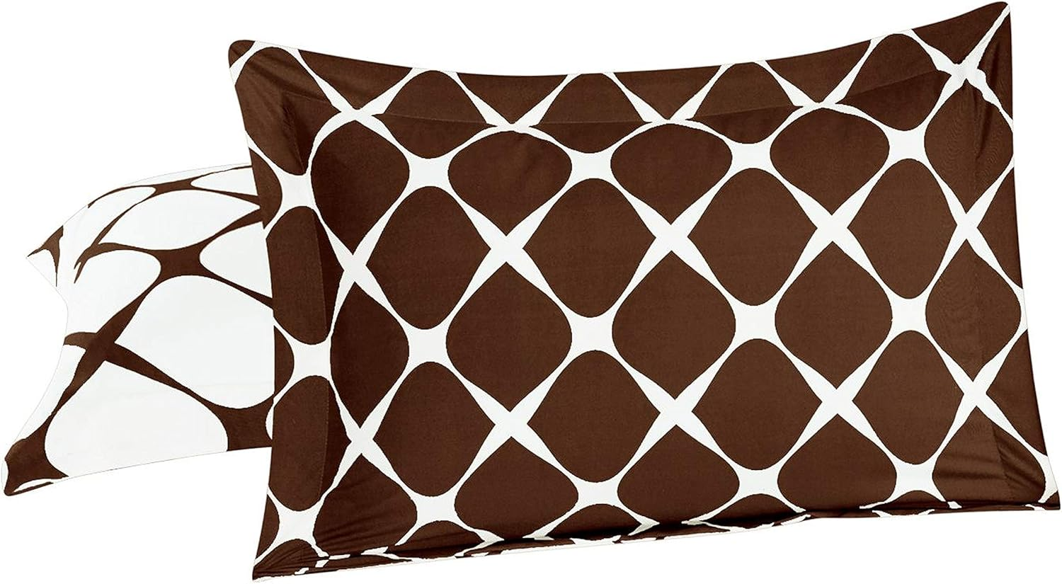 Elegant Comfort Luxury Soft and Cozy 1500 Thread Count Premium Hotel Quality 2-Piece Milano Trellis Pattern 2-Tone Printed Reversible Duvet Cover Set with Sham, Twin/Twin XL, Chocolate Brown image number 6