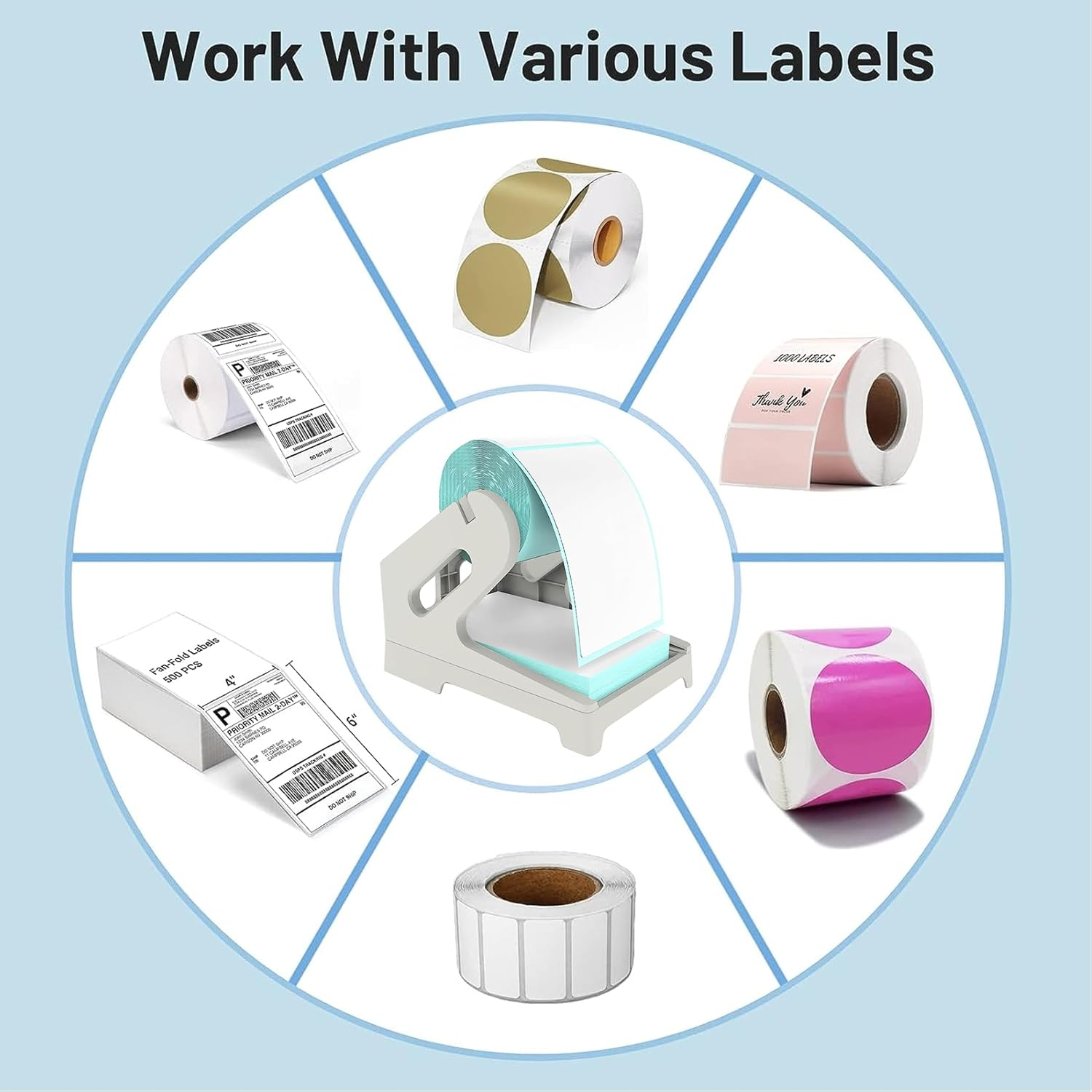 Thermal Label Holders Label Holder for Rolls and Fanfold Shipping Label Stand Desktop Lables Printer DIY Accessory Supplies for Home Office - Grey image number 6