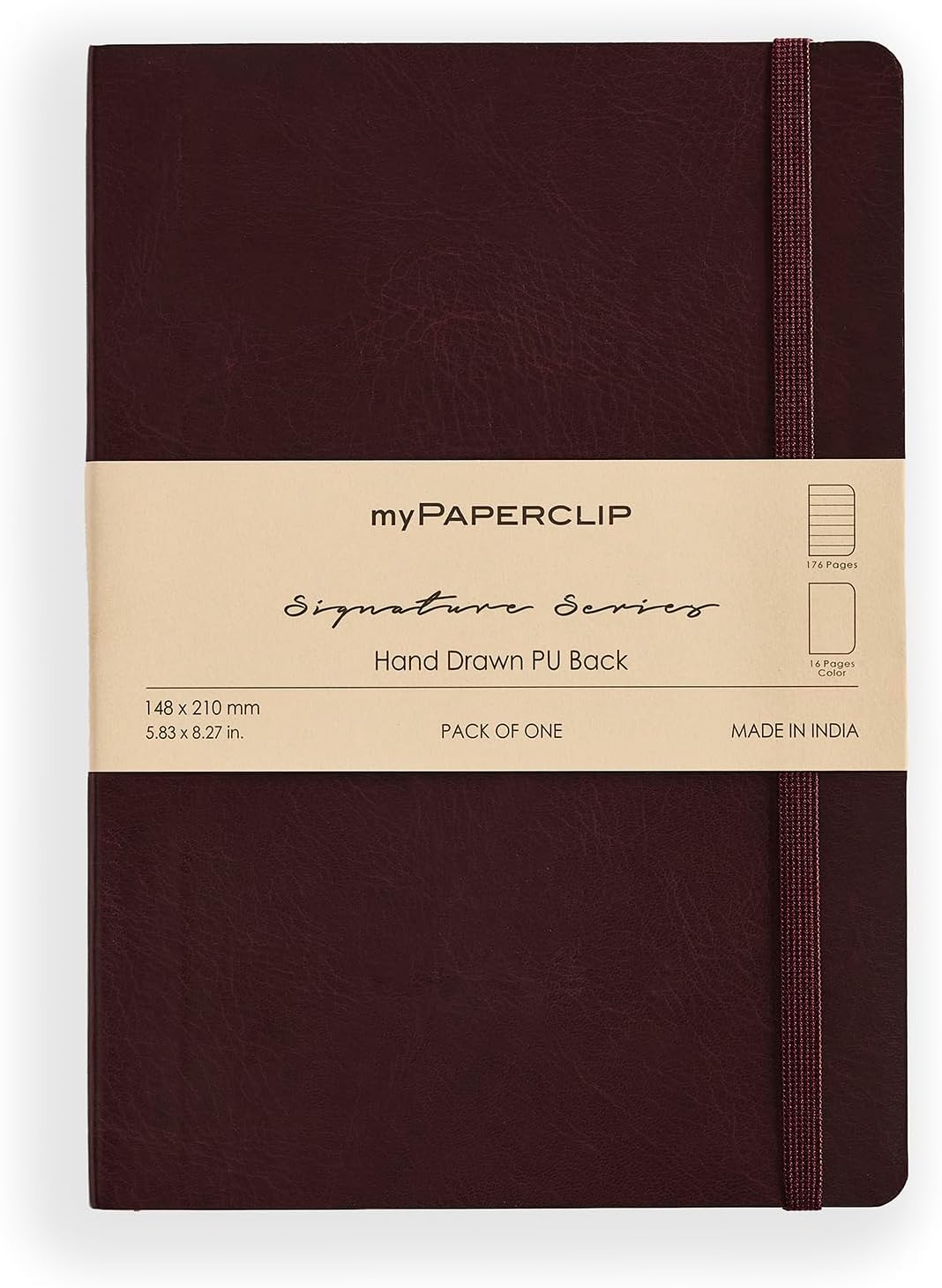Mypaperclip Signature Series A5 Leather Lined Notebook | 192 Pages, 100 GSM, Italian Vegan Leather Soft Cover | Flat Lay | Bookmark & Elastic Closure | Green