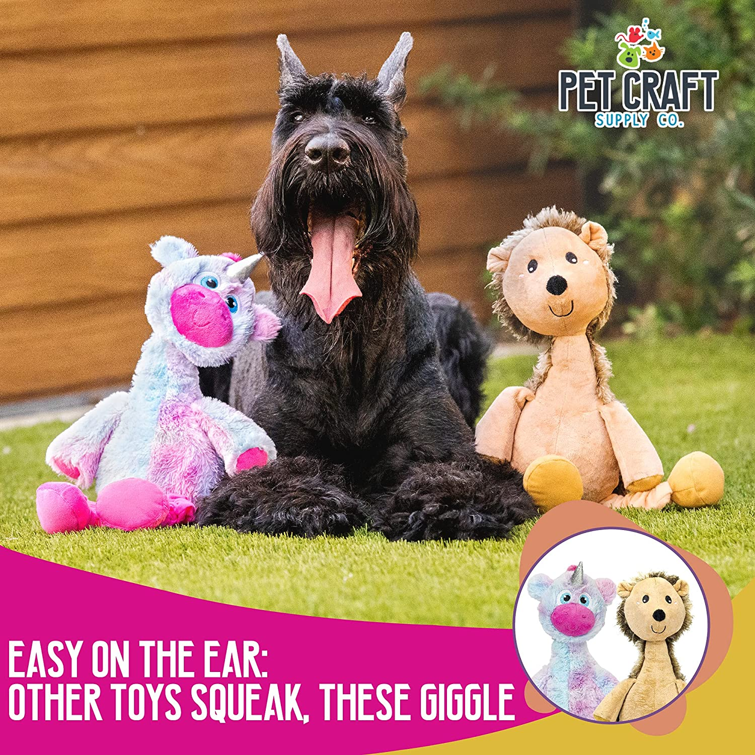 Pet Craft Supply Jiggle Giggle Dog Toys Funny Cute Giggling Sound Wiggly Shaking Tug Fetch Soft Chew Cuddle Plush Interactive Big Dog Toy for Medium to Large Breeds Multipack Boredom Relief image number 5