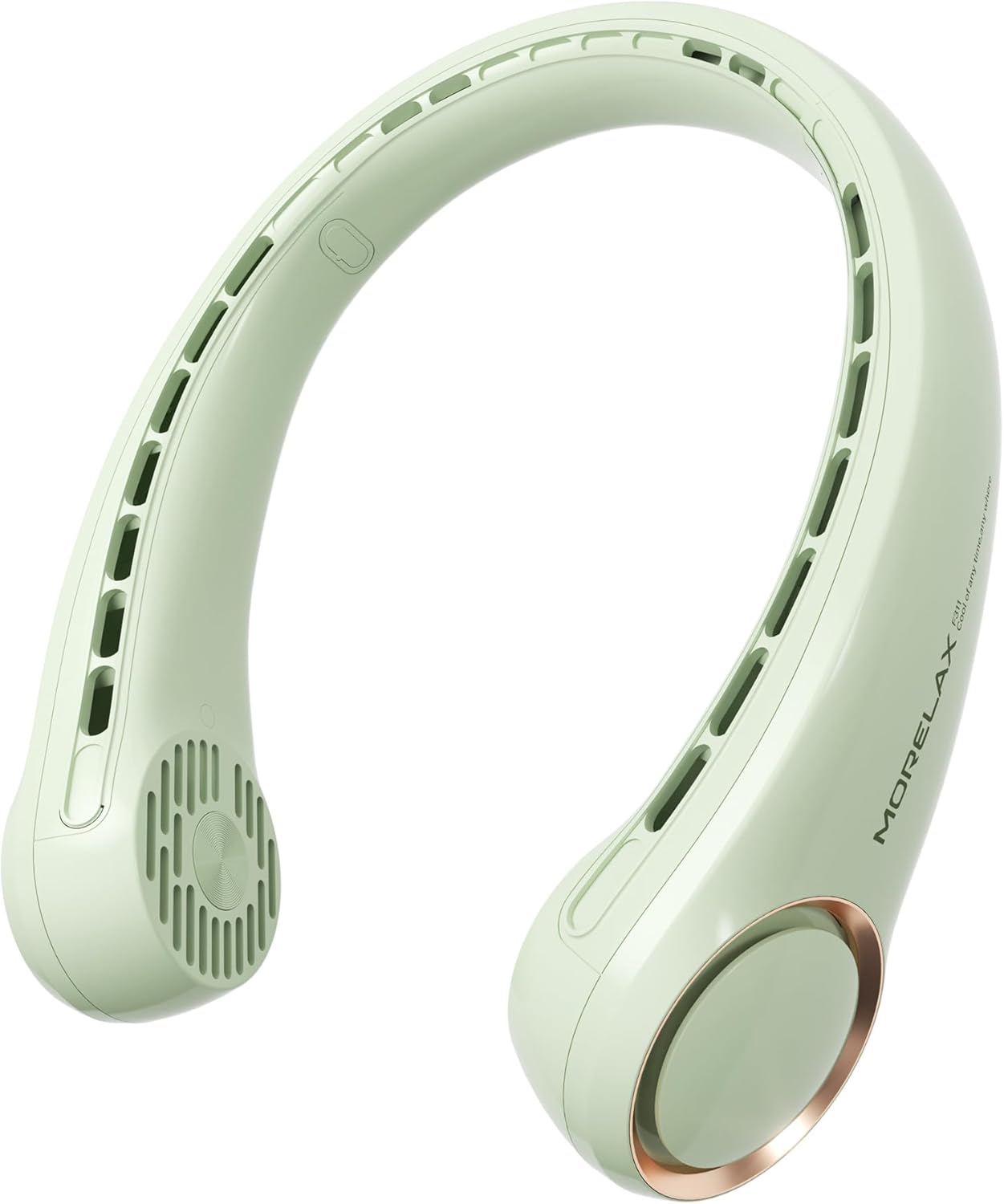 Morelax Neck Fan, USB Rechargeable Personal Fan, 3 Speeds Adjustable, Large Air Outlet Powerful Strong Wind, Adjustable, 360&deg; Cooling, Super Quiet, No Blade Design, No Hair Twisting, Small (Green)