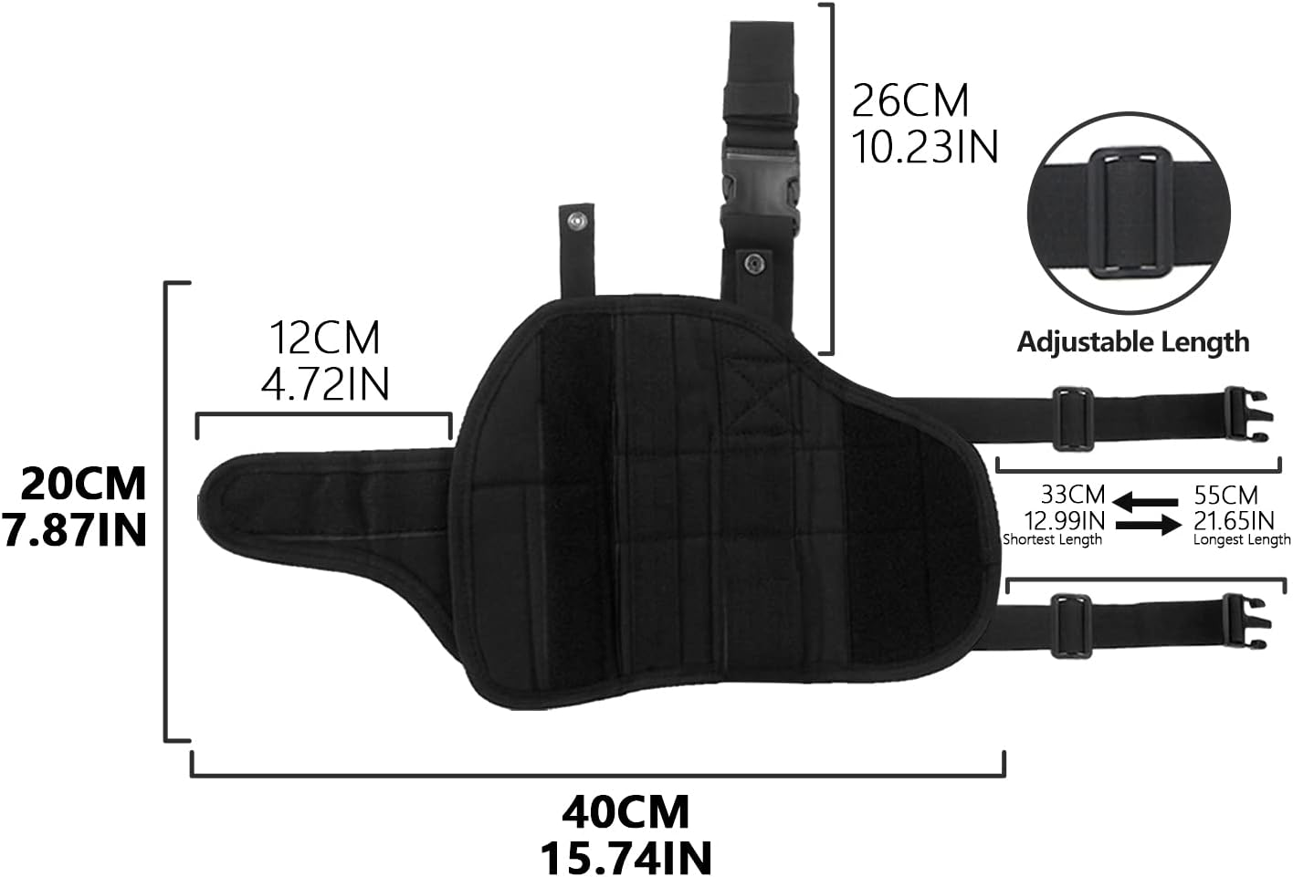 BOROLA Adjustable Tactical Leg Holster Compatible for Nerf Elite Series Blaster(Black) image number 1