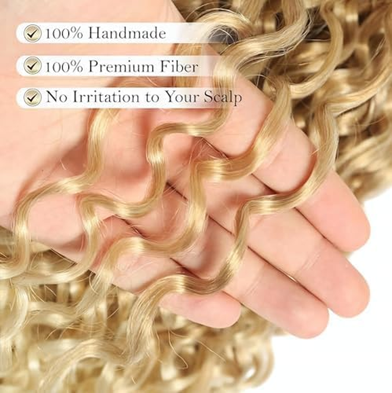 GOGO CURL 27/613, 8 Inches 20 Cm/Pack of 6 Extensions for Braiding Crochet/Per Piece 50 G 24 Strands = 144 Strands 300 G Premium Hair Look + Shower Cap, Jewellery and Hooks Free - 27/613 image number 5