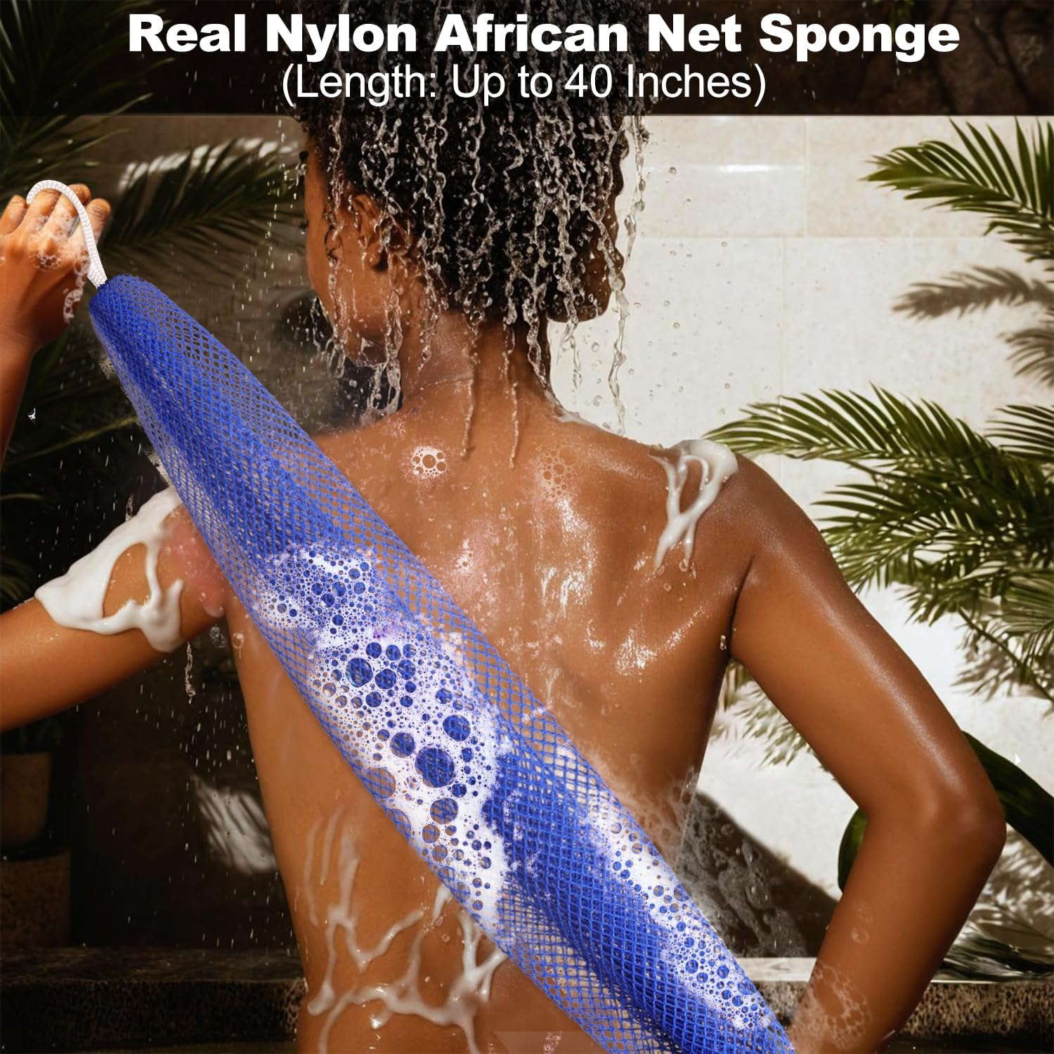African Net Sponge Authentic - 2 Pack Afro Scrubber Bath Loofah Exfoliating Net Sponge for Shower, African Bath Sponges Exfoliator and Exfoliating Mitt for Most Skin Back Scrub Washer Accessories image number 2