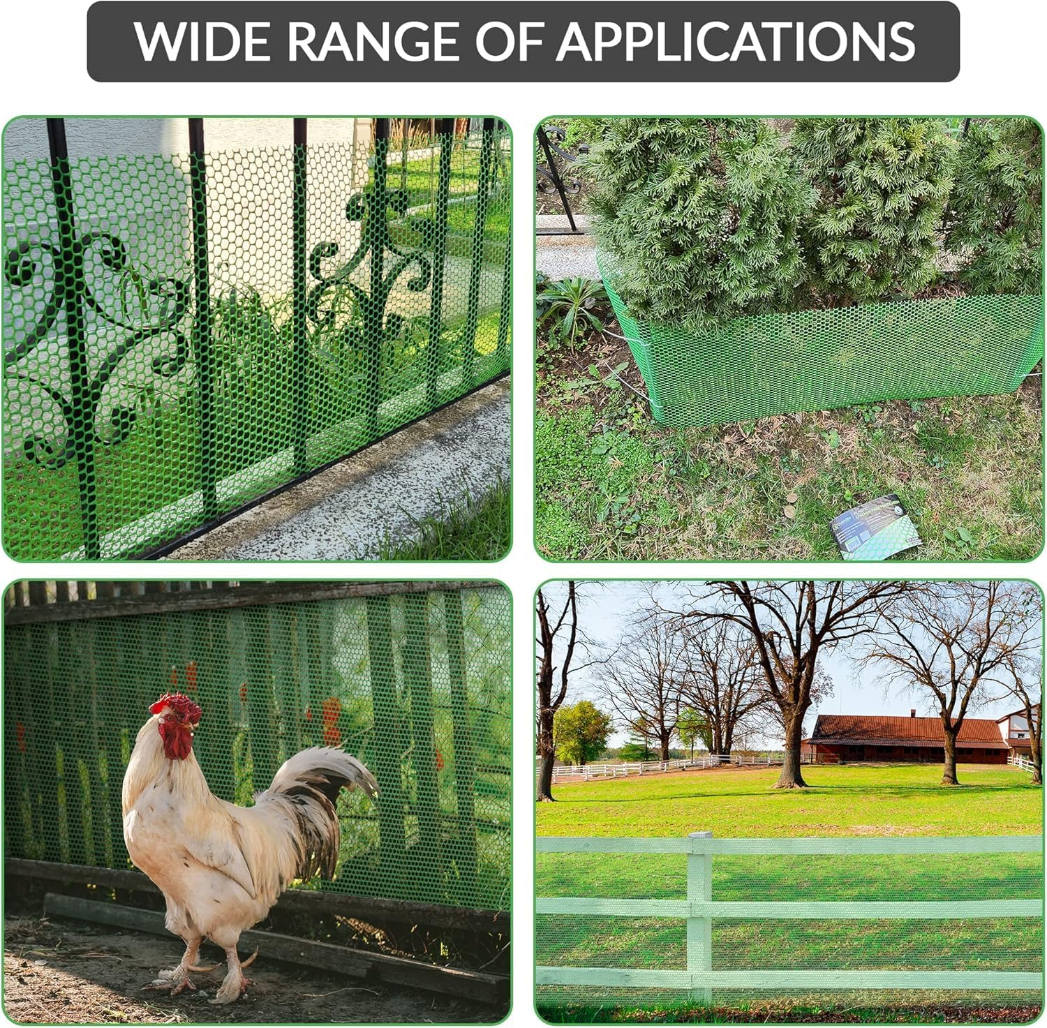 Upgraded Chicken Wire Fence Mesh - 40CM X 500CM Black/Green/White Colors Hexagonal Fencing for Gardening Poultry Netting, Floral Roll (Green) - Green image number 5