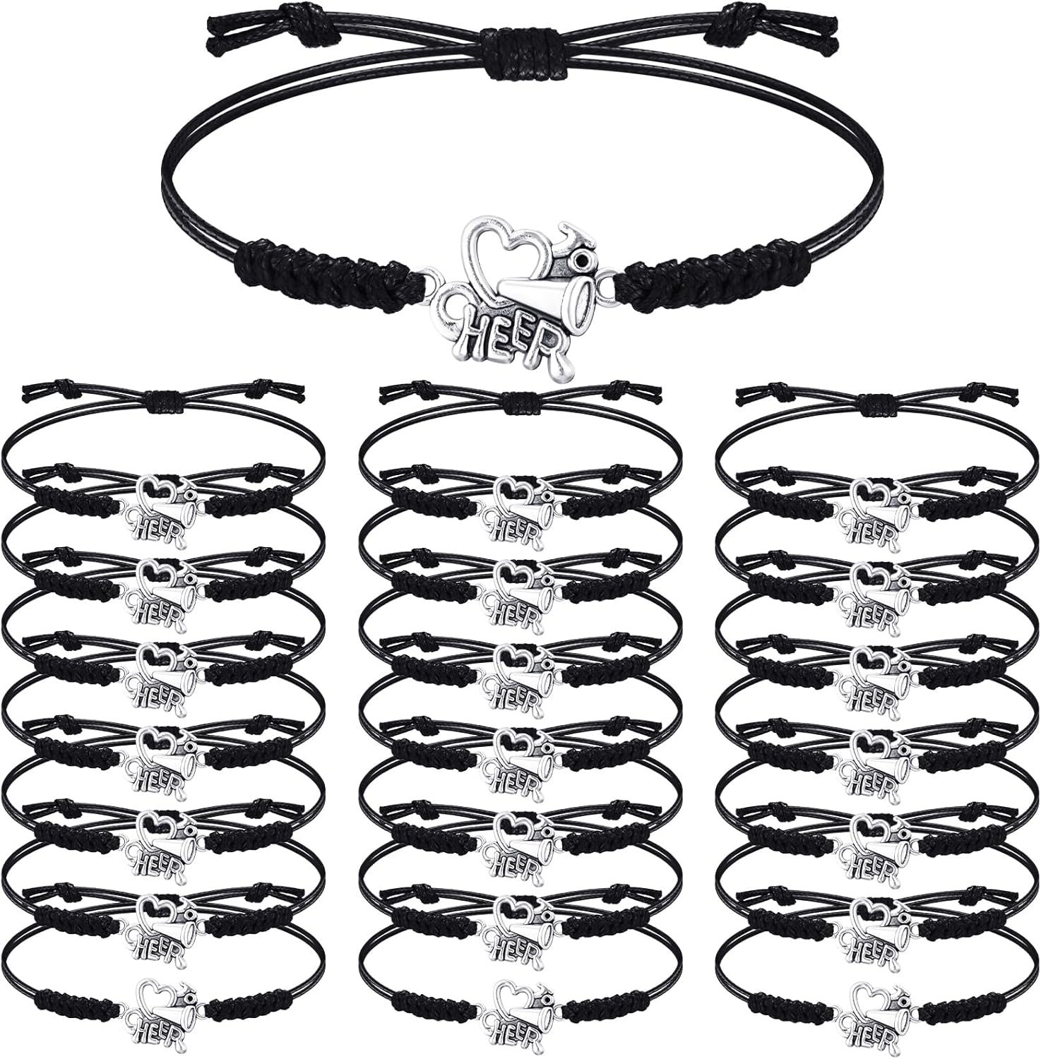 Rtteri 20 Pcs Cheerleader Gifts Cheer Bracelet Girls Cheerleading Charm Bracelet Adjustable Cheerleader Gifts for Cheer Team Cheerleading Jewelry Accessories Bulk