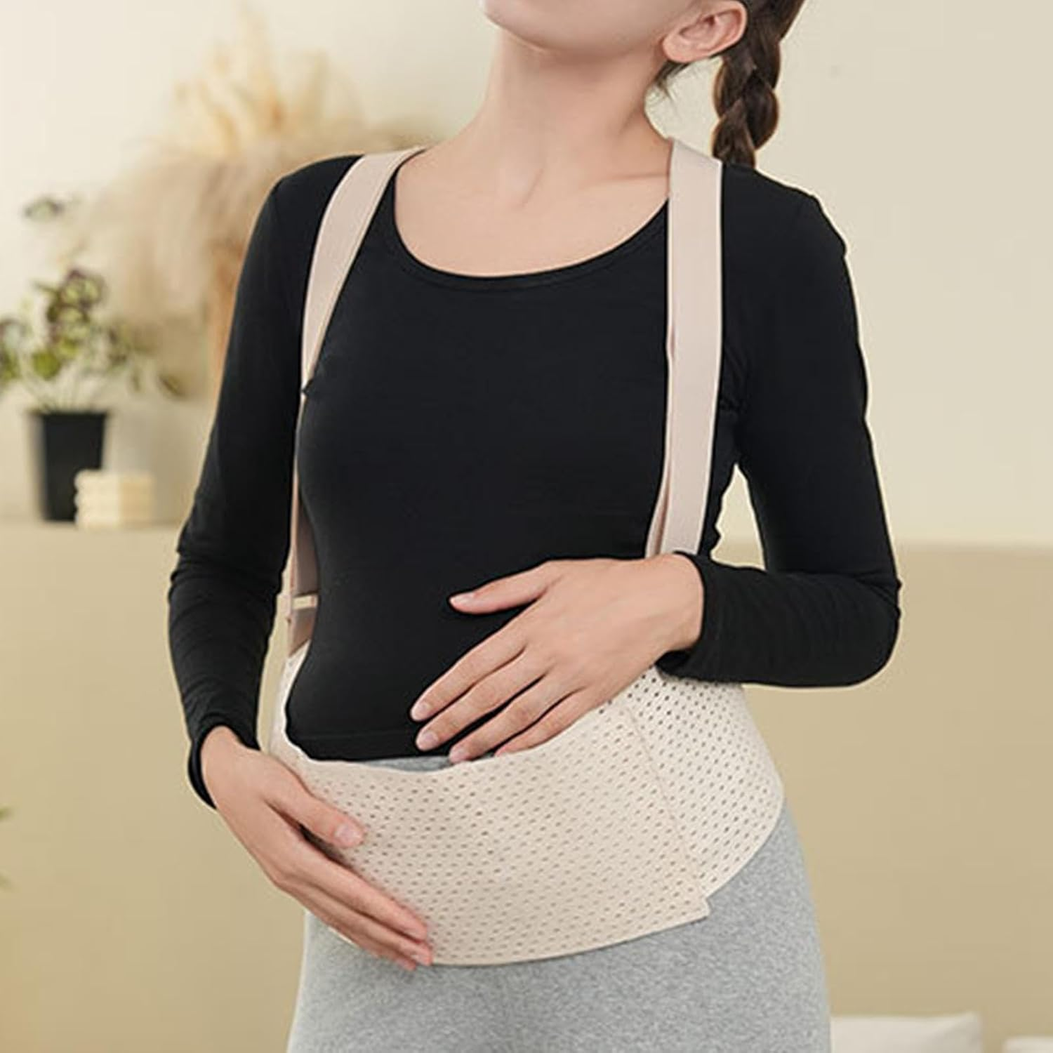 Maternity Belly Band,Breathable Maternity Belt Belly Band - Pregnancy Band, Adjustable Pregnancy Belly Support for Late Mid-Pregnancy Home, Outdoor - L image number 3