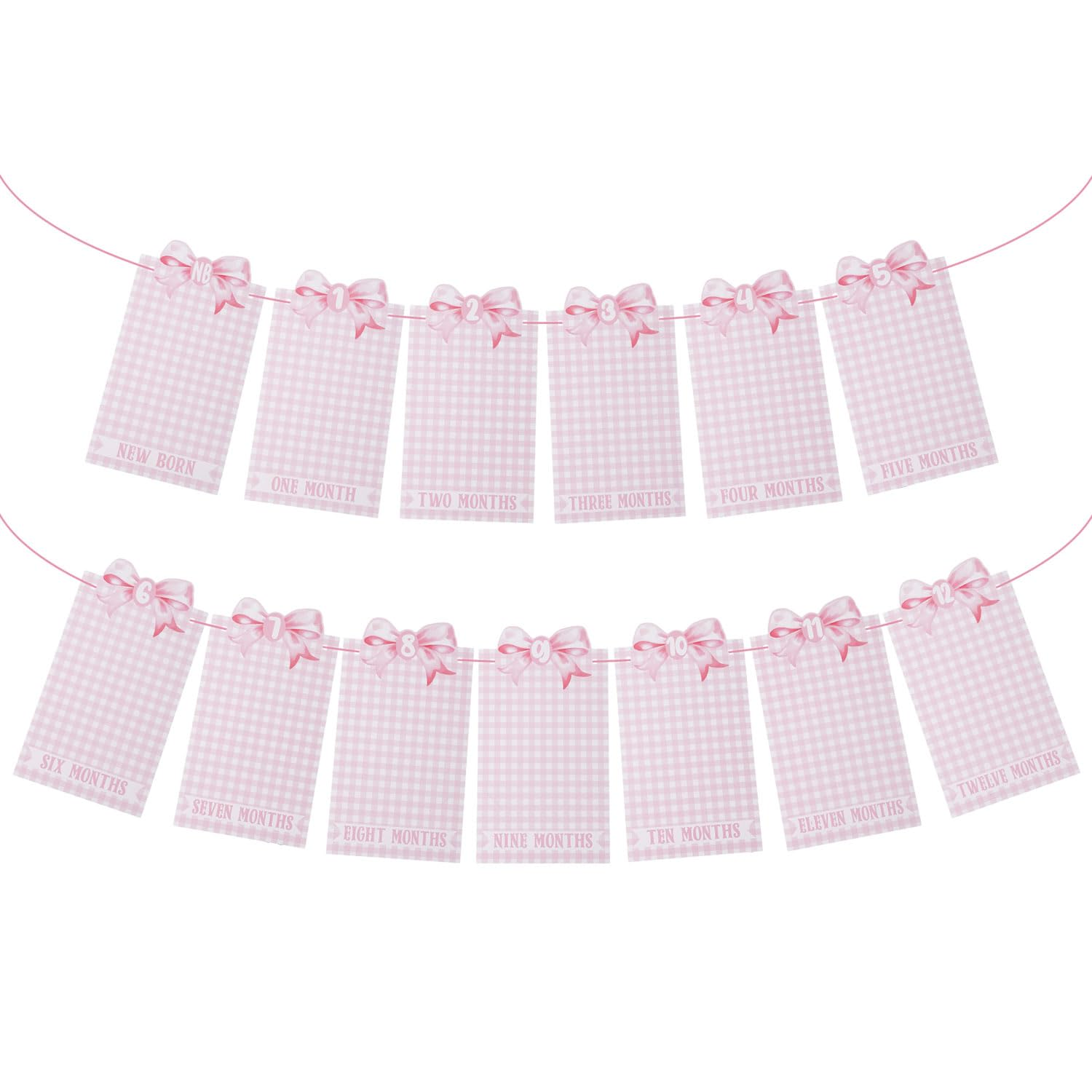 Pink Bow Milestone Banners, Newborn to 12 Months Photo Banner Pink Bow Photo Banner Monthly Milestone Banner for Baby Birthday Photo Banner Decoration image number 6