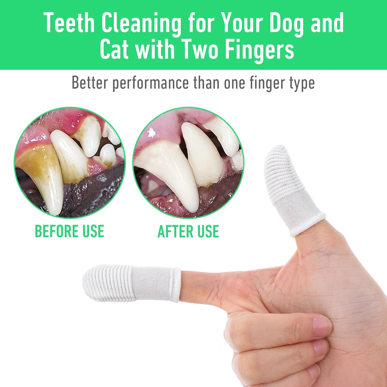 YUIANLB 20 Pcs Pet Dental Care Kit Finger Toothbrush Oral Cleaning Wipes Soft Washable Fabric Freshens Breath Reduces Plaque Tartar Complete Oral Hygiene Set for Puppies Kittens at Home image number 4