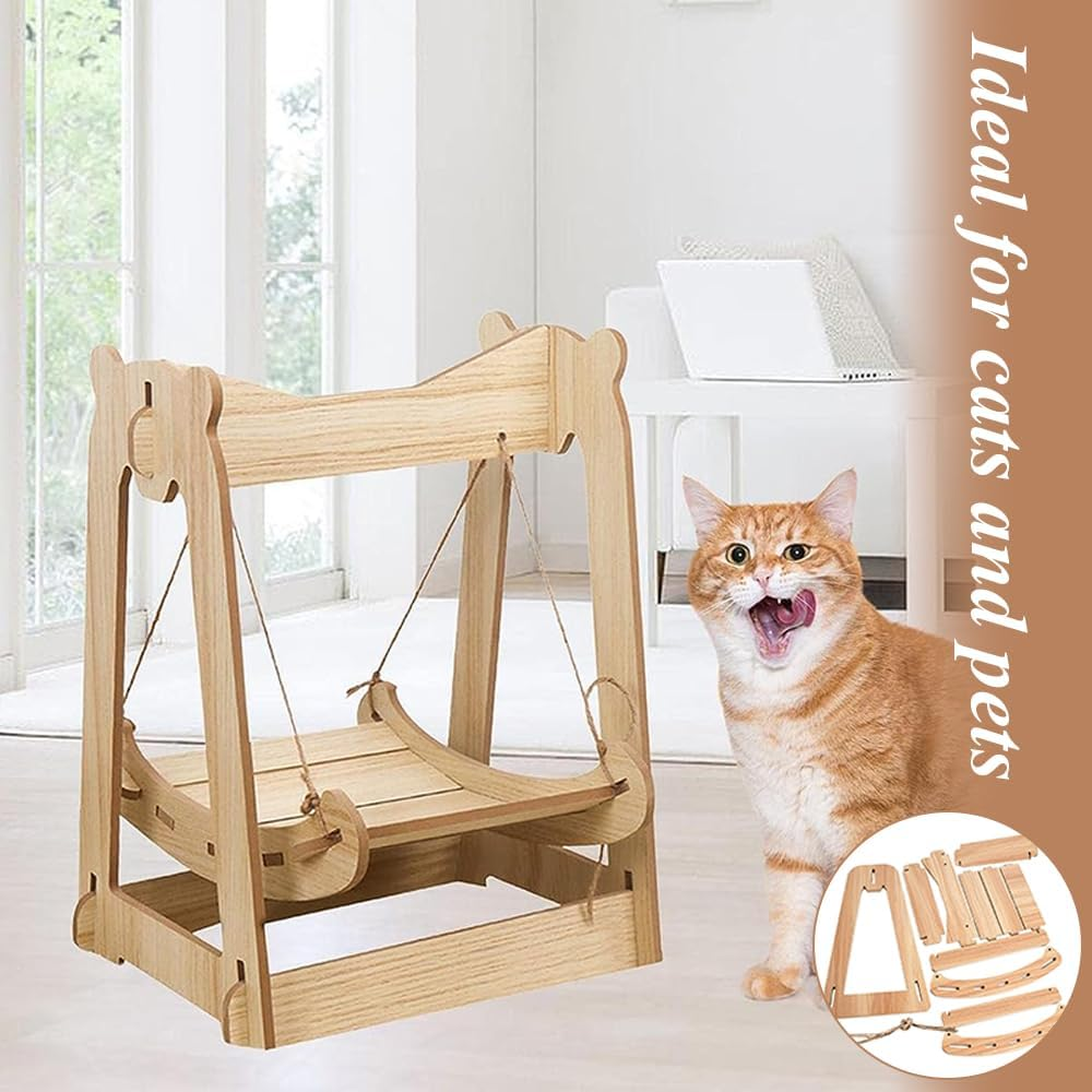 Cat Hammock,Pet Hanging Swing,Sleeping Bed Lounger,Kitty Lounger Scratching Rope,Pet Lounger Furniture,For Indoor Cats,Dogs,Rabbits,Cat Chair Swing Bed Pet Furniture image number 2