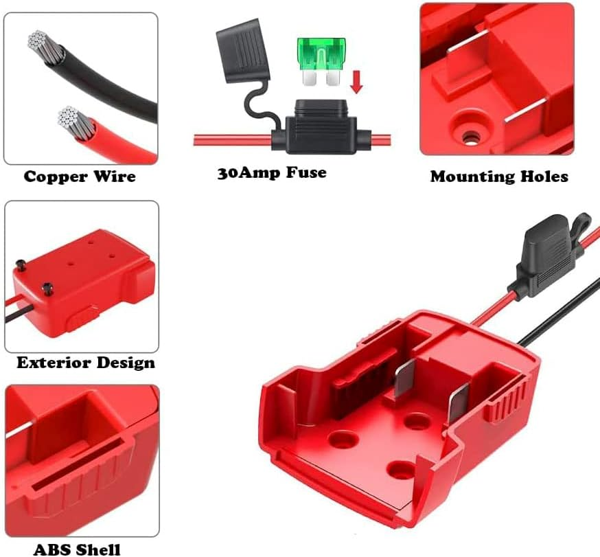 DIY for Milwaukee M18 XC 18V DIY Project Battery Adapter/Base Power 2 Wirings (2X Red) image number 5
