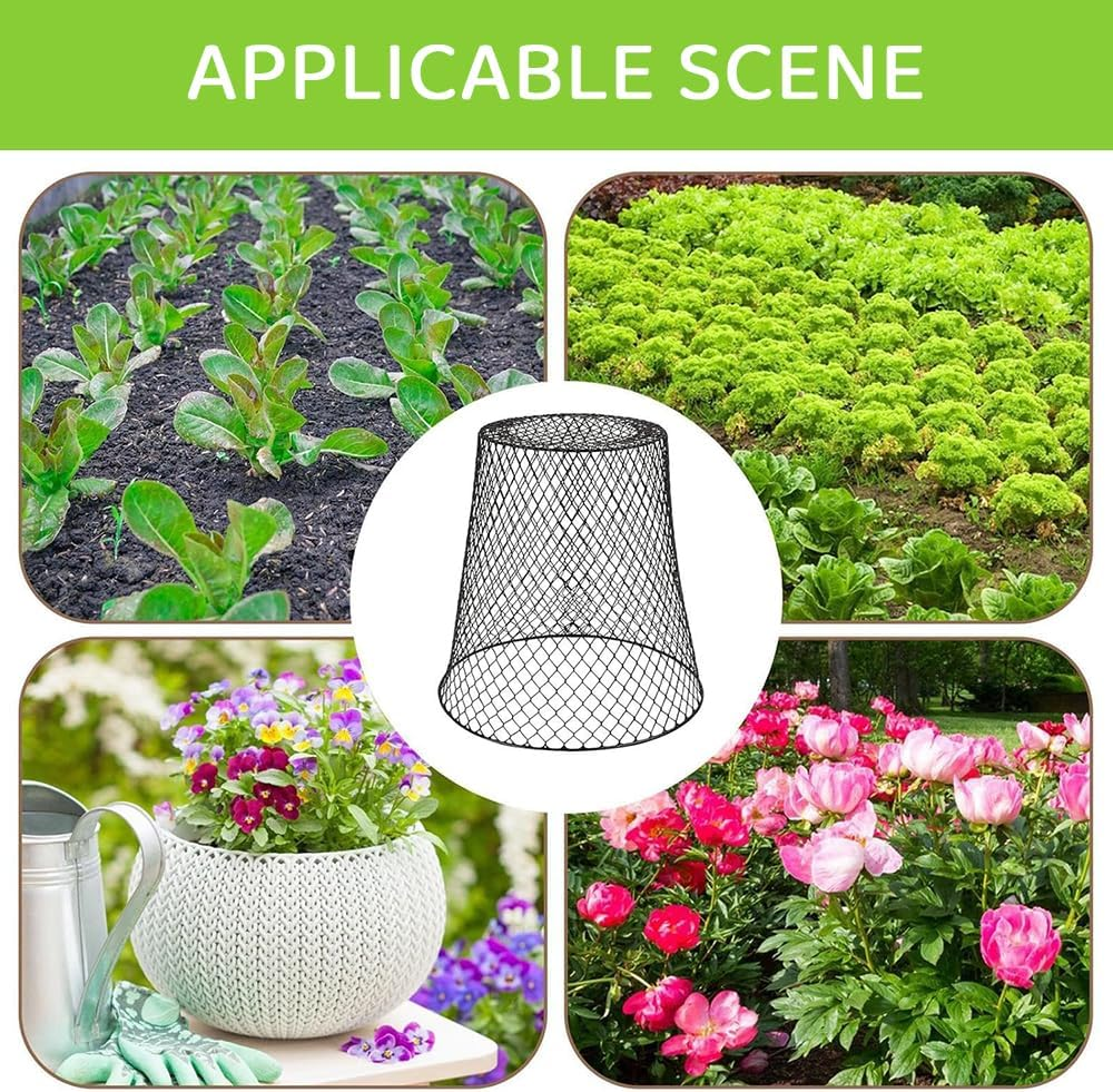 HYAVIA 5 Pack Metal Plant Protectors &ndash; Chicken Wire Cloche Covers for Pots & Gardens, Mesh Barriers to Protect Flowers, Vegetables, and Fruits from Animals (Black) image number 1
