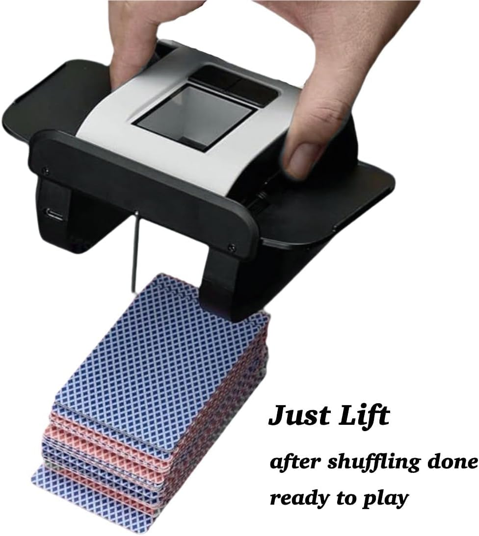 Automatic Card Shuffler, Playing Card Shuffler for 1-2 Decks - One-Press Shuffling, Fast, Reduced Jams, Quiet, Rechargeable, Portable Poker Card Shuffler for UNO, Blackjack, Skip-Bo, Bridge, Phase 10 image number 4