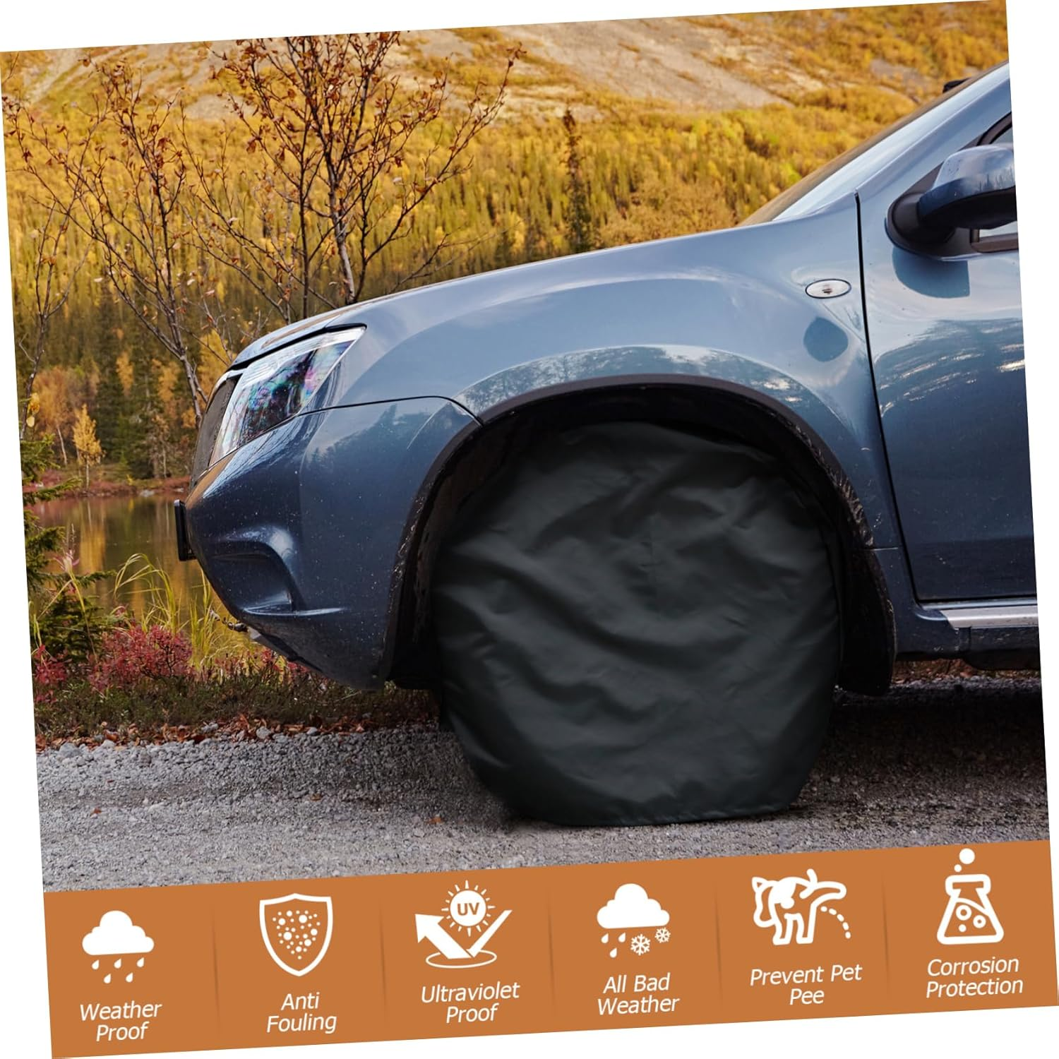SOESFOUFU 4Pcs Tire Storage Bag Luggage Wheel Covers for Trailer Rv Truck Tire Covers Oxford Cloth Black image number 2