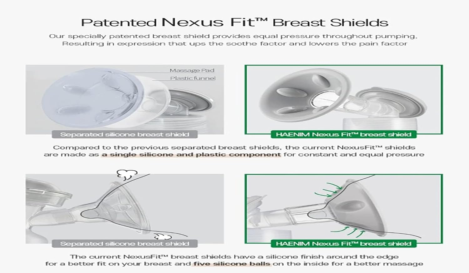 Haenim 7V Portable Breast Pump, White/Gold