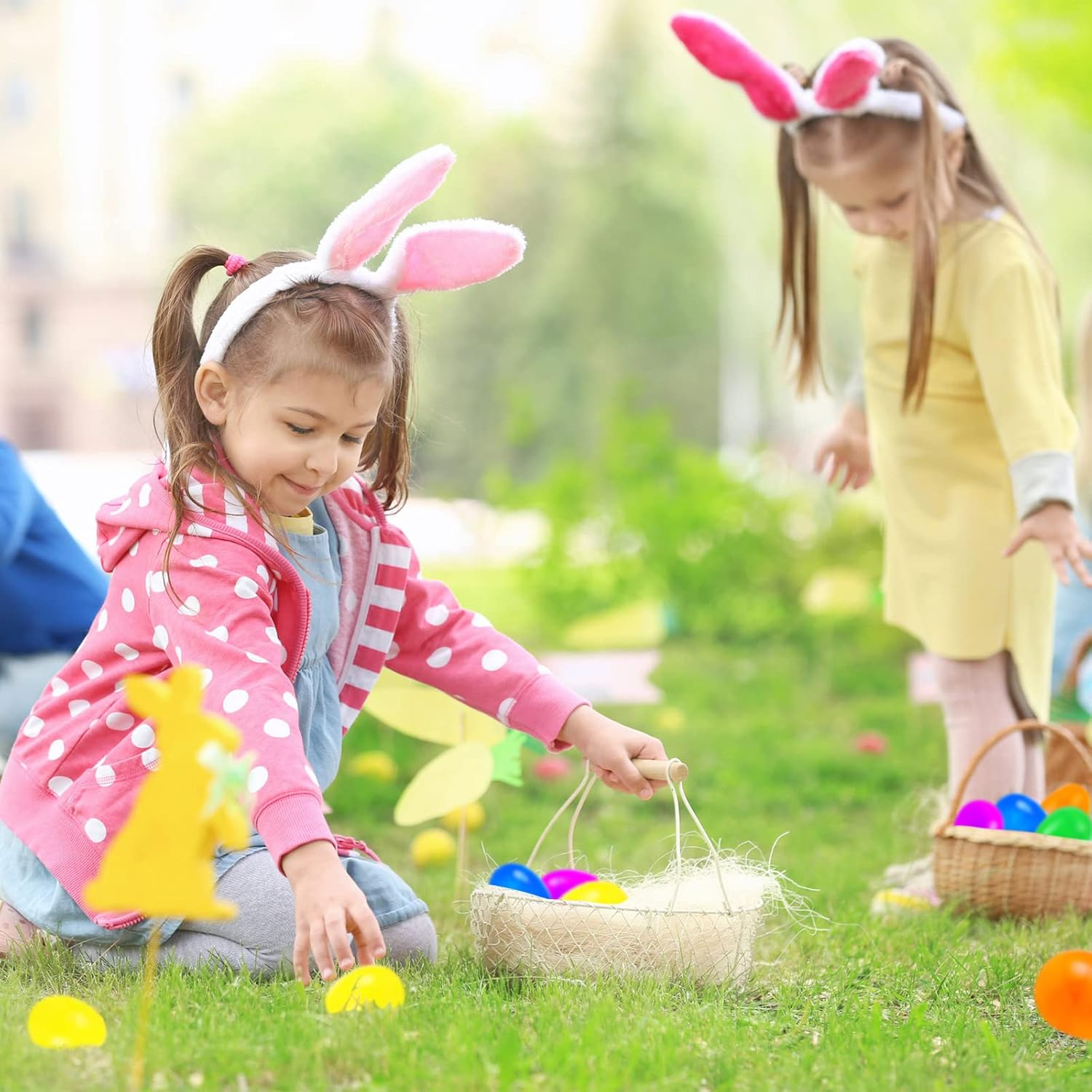 32 Pecies Mini Filled Easter Eggs Colorful Easter Eggs with Bunny Toy Chick Bunny Miniature Figures Surprise Egg for Kids, Easter Basket Stuffers Party Favors image number 3