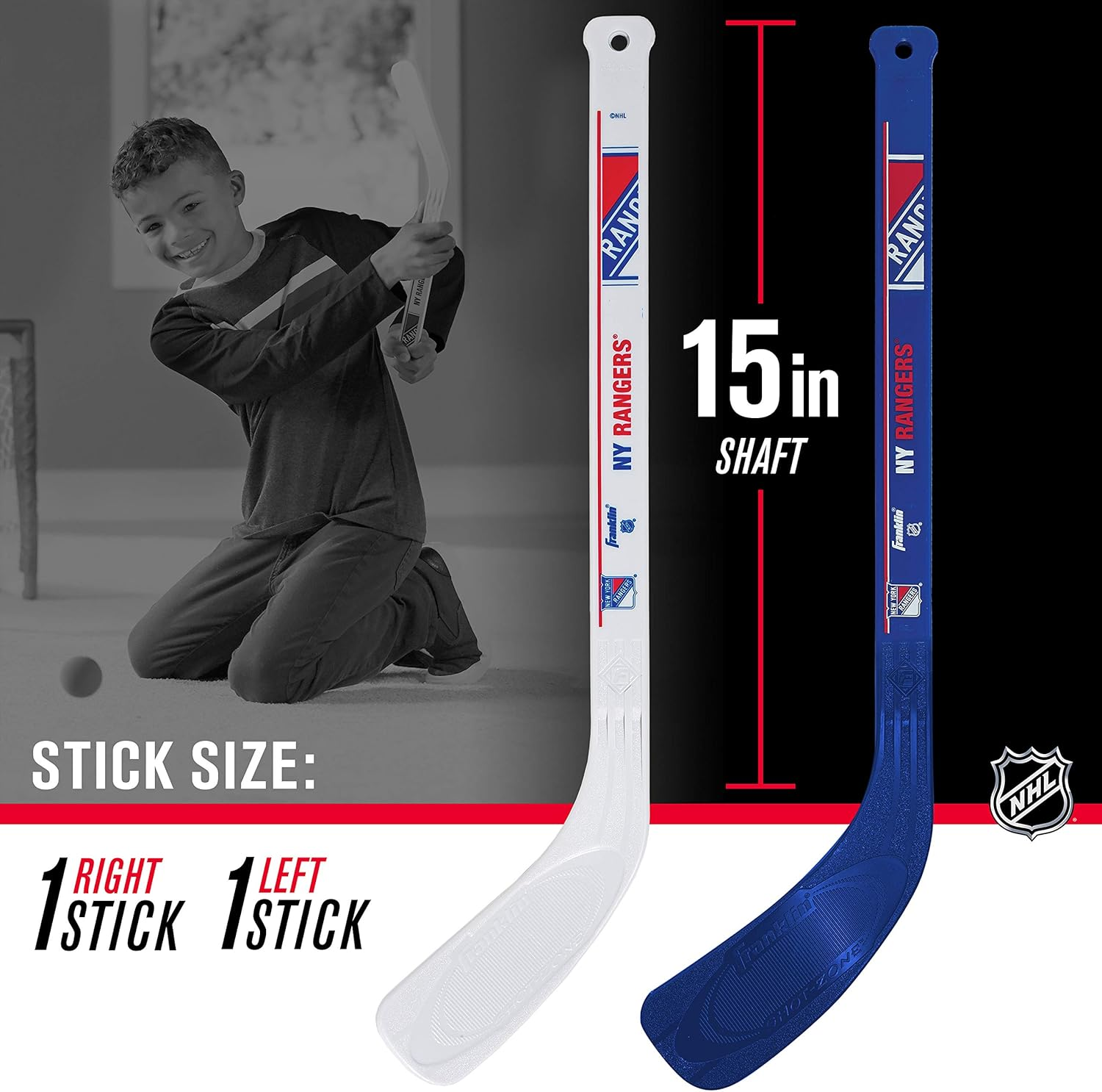 Franklin Sports NHL Mini Hockey Sets - Knee Hockey Goal, Ball, & 2 Hockey Stick Combo Set - Mini Goal Net - NHL Official Hockey Sets image number 4