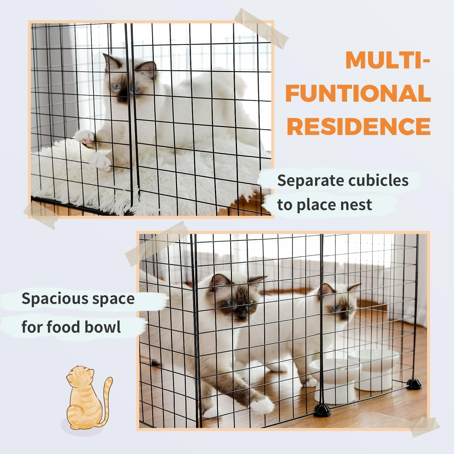 Ricjurzzty Cat Cage, DIY Small Animals Cage Portable Wire Fence with Black Resin Panels for Small Animals Puppies Kitties and Rabbits Yard Fence for Indoor/Outdoor - 41.3X27.6X27.6 Inches image number 3