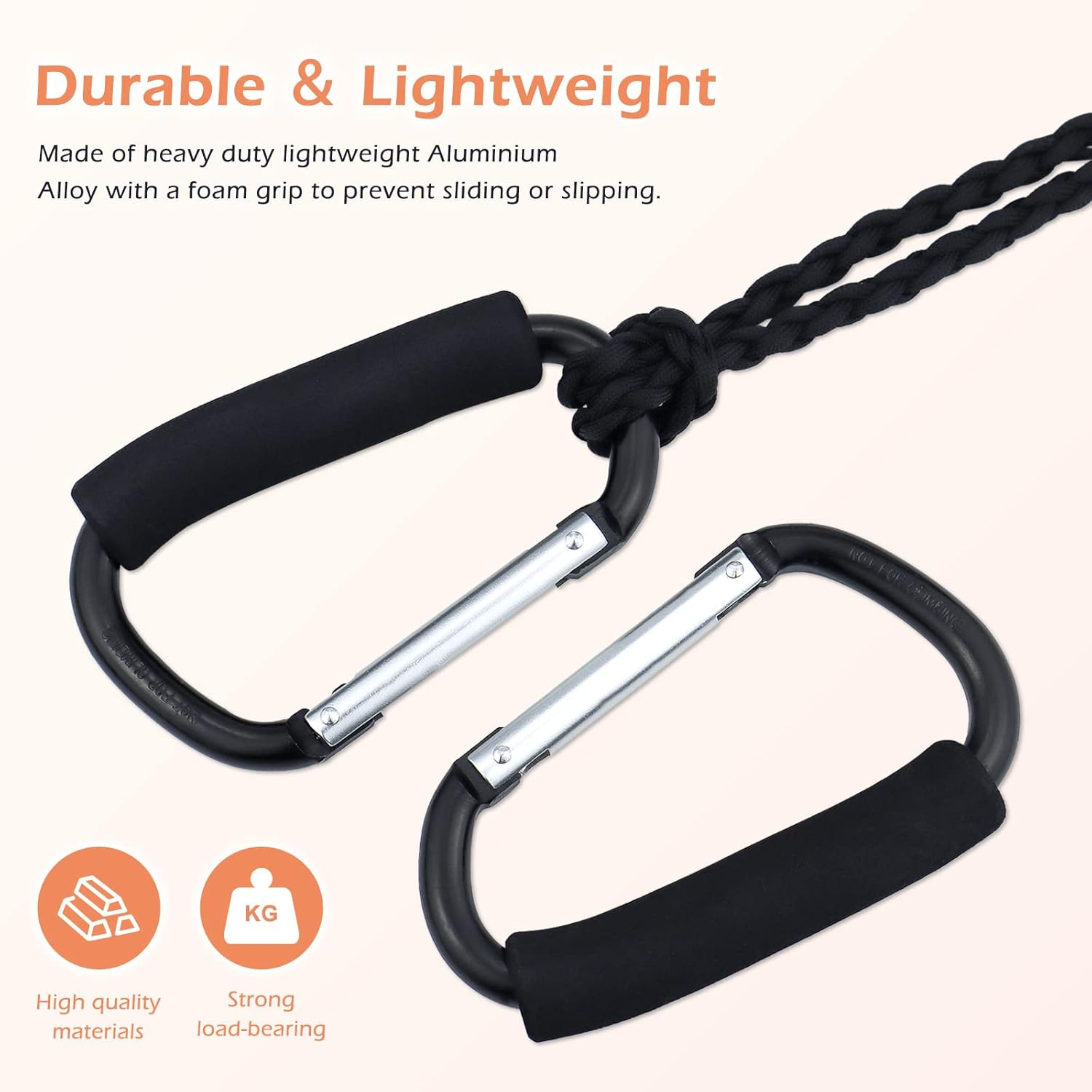 JIALEEY Grocery Bag Shopping Bag Holder Handle Carrier Tool Multi Purpose Snap Hook Stroller Hook Set Organizer Accessories with Soft Foam Grip for Hanging, Pack of 2, Black image number 5