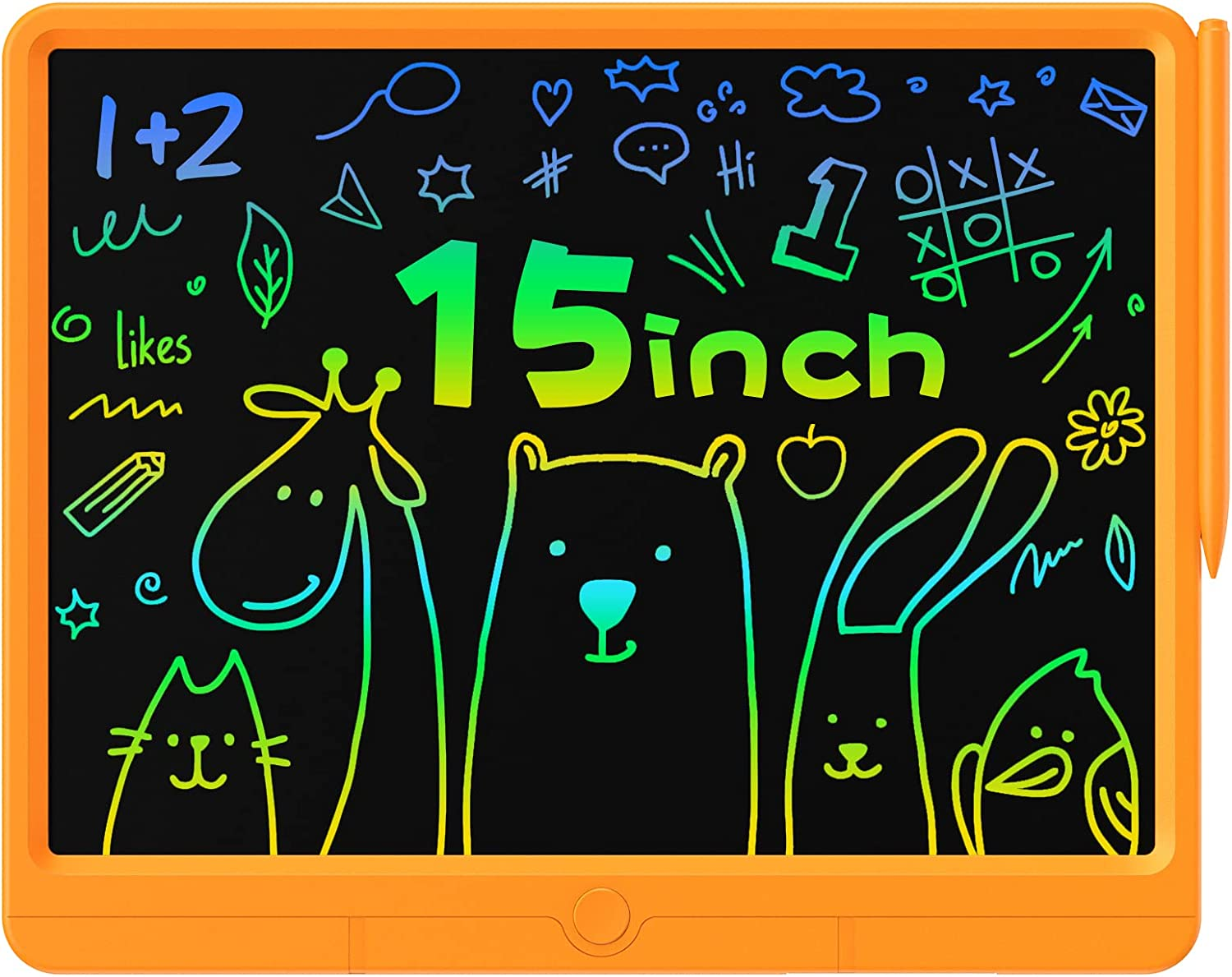 Wicue LCD Writing Tablet for Kids Drawing Board, Colorful Drawing Pads 15In Electronic Drawing Tablet, Educational Toys for 3 4 5 6 7 8 Years Old Kids Toddler (Orange) image number 5